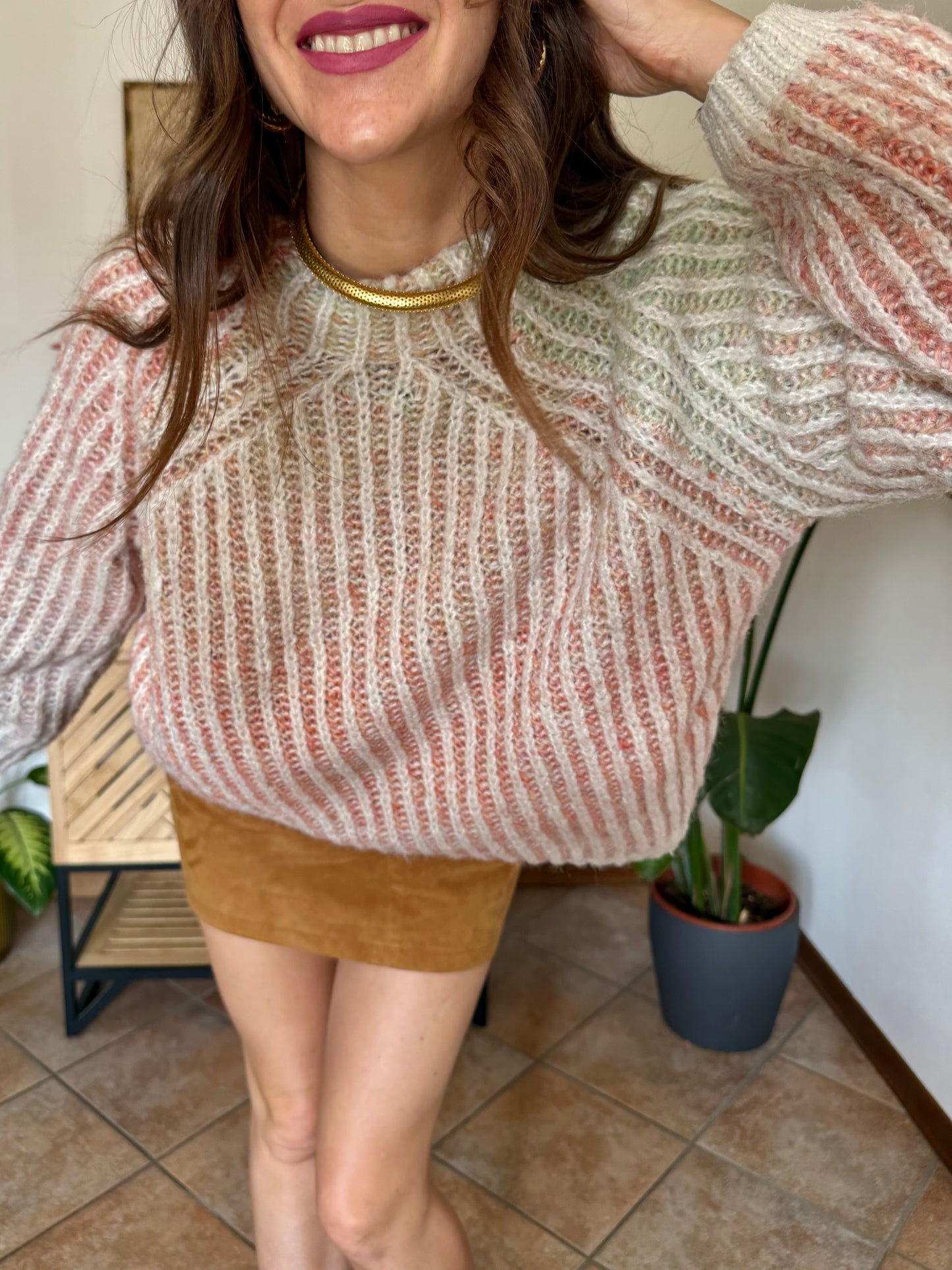 Pastel rainbow knit pullover