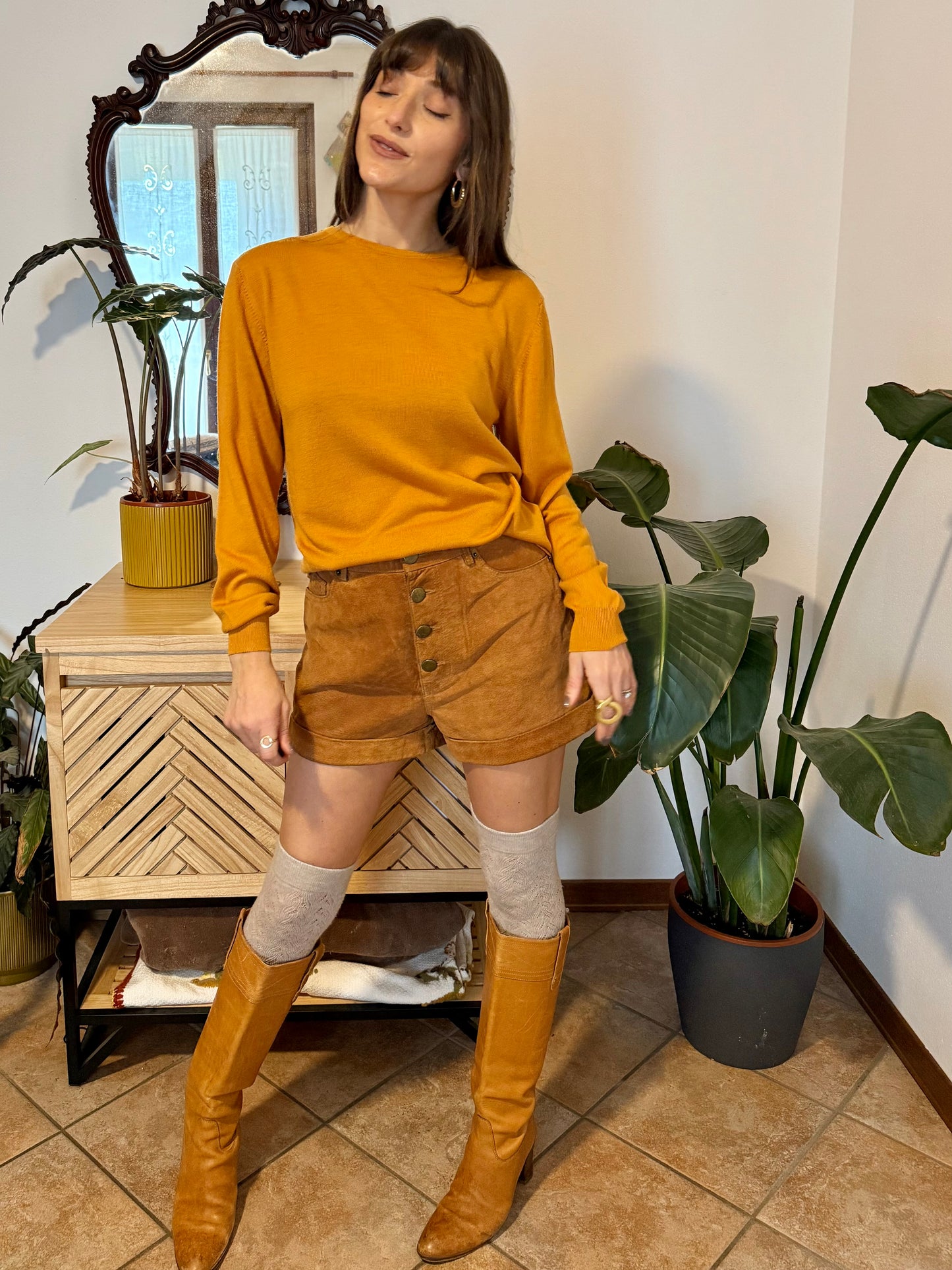 1980's vintage mustard yellow wool pullover