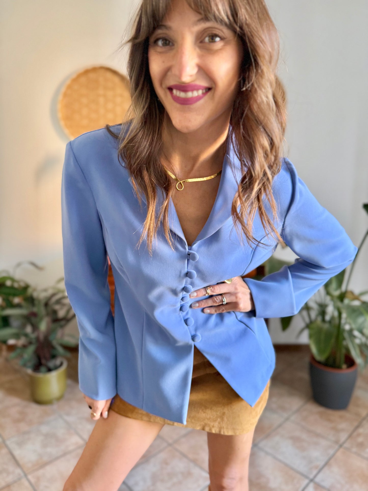 1990's vintage blue partial button down blazer