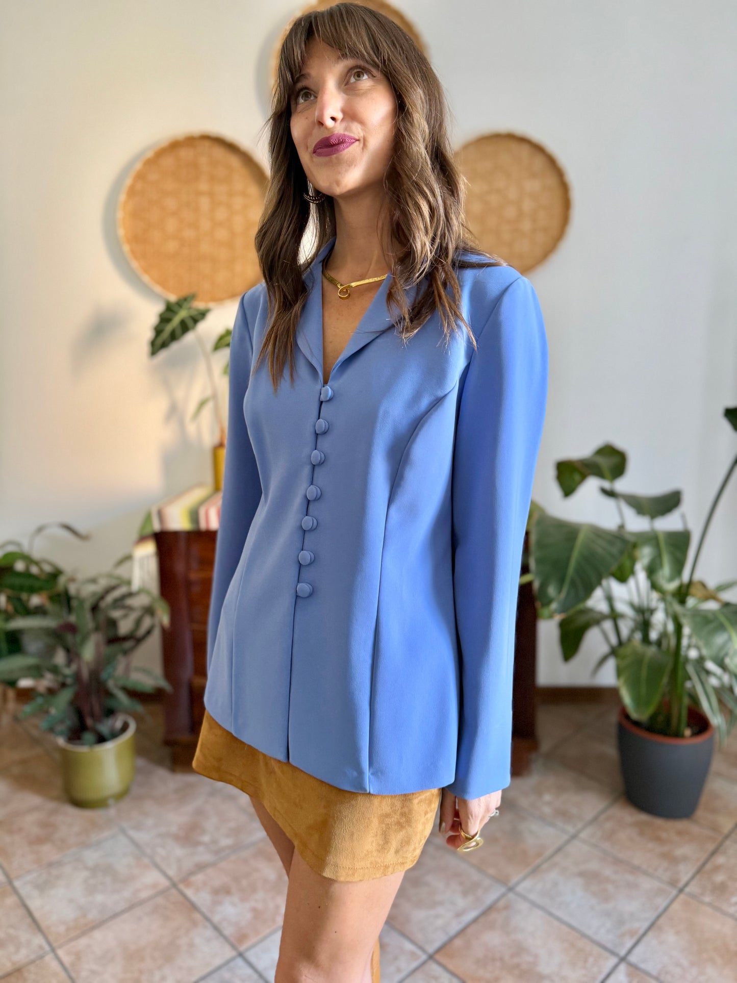 1990's vintage blue partial button down blazer