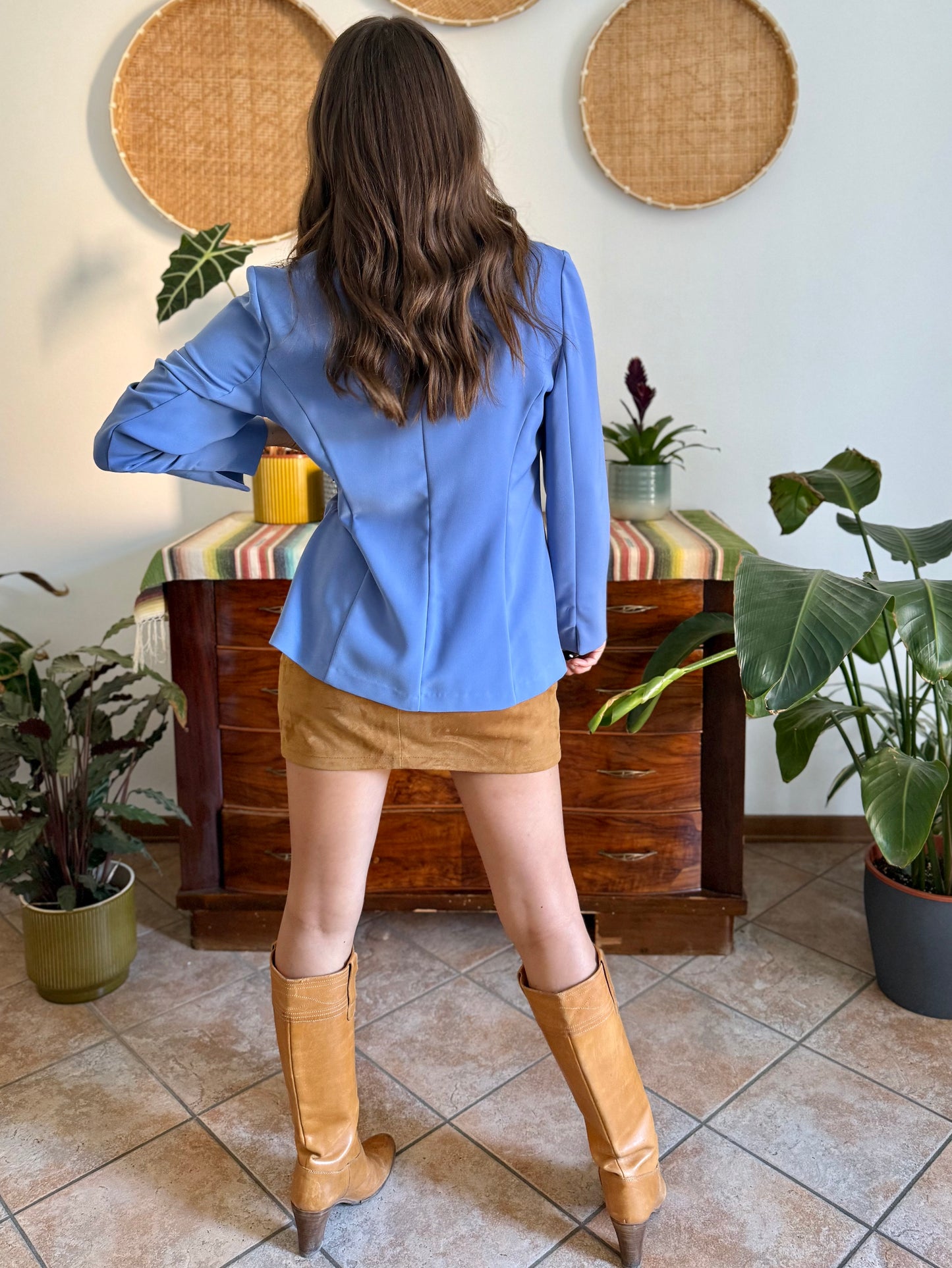 1990's vintage blue partial button down blazer