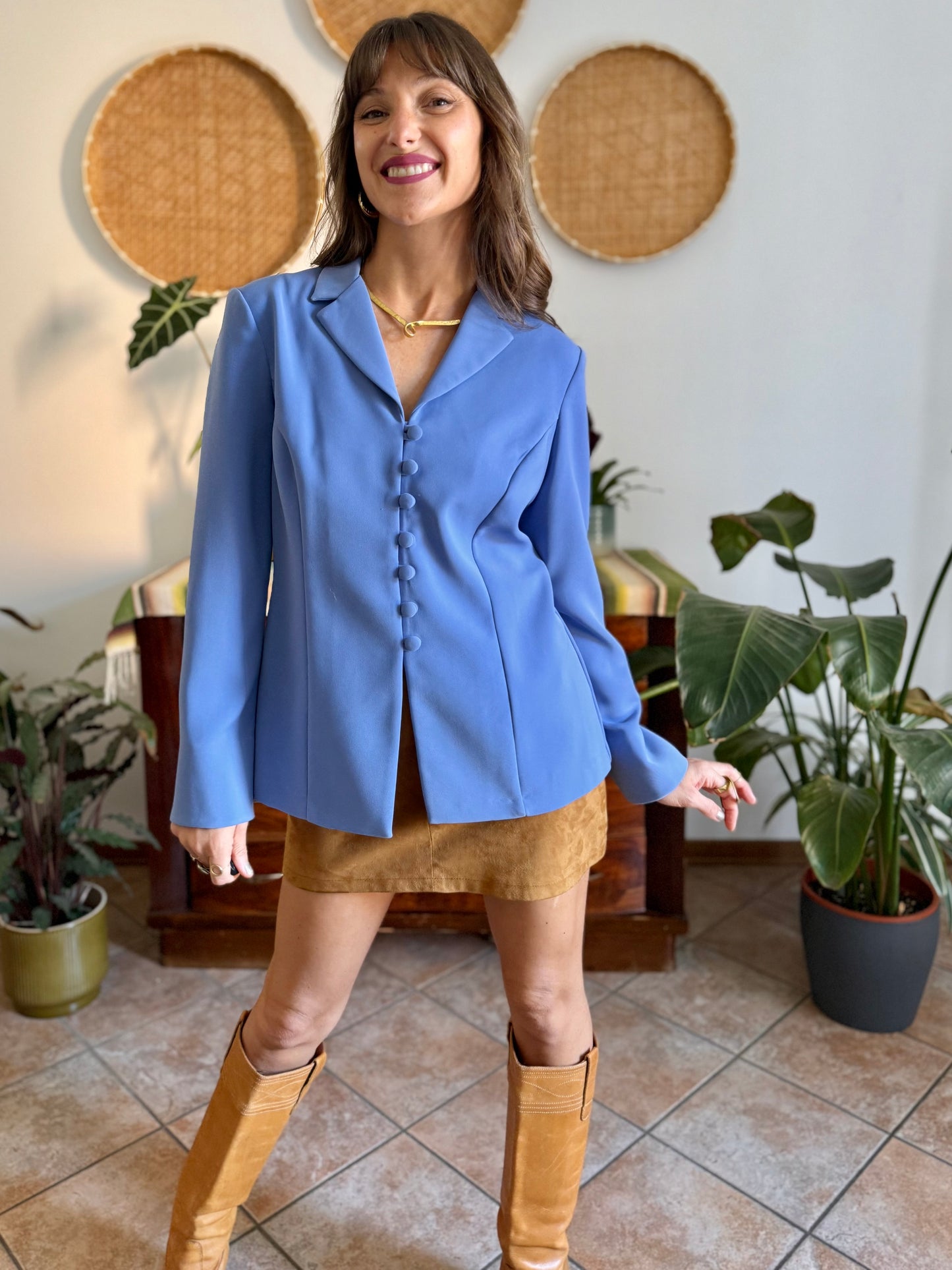 1990's vintage blue partial button down blazer