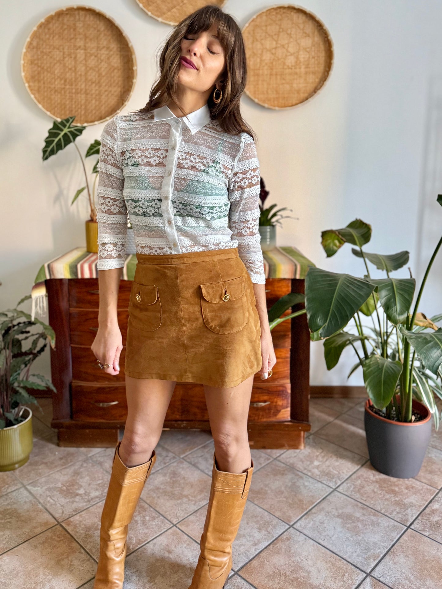 1990's vintage white lace blouse with mother of pearl buttons