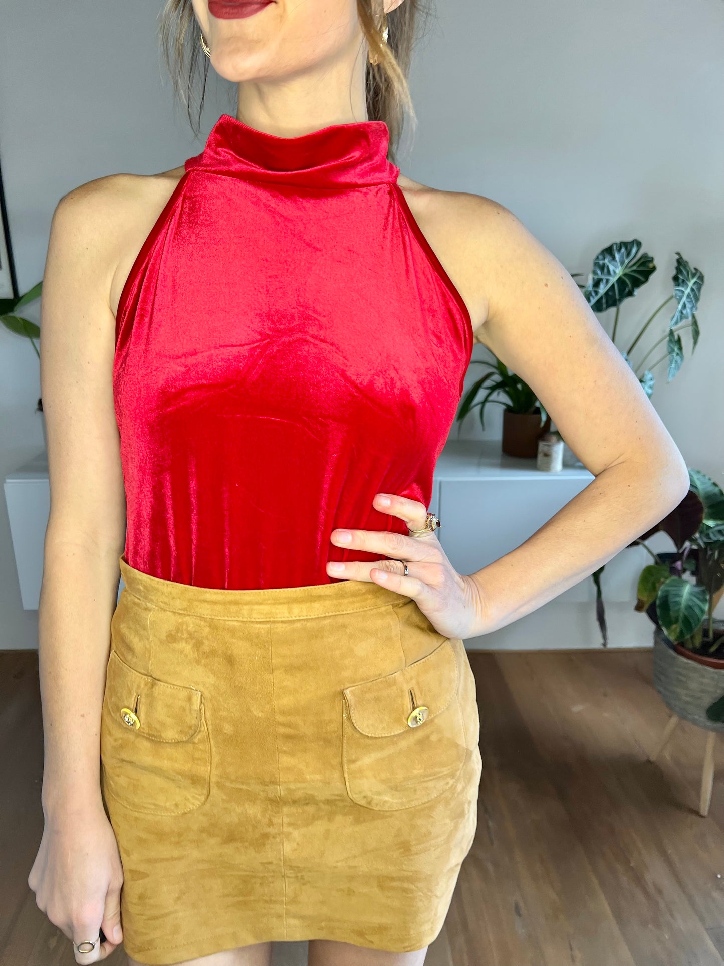 1970's vintage cherry rd velvet turtleneck top
