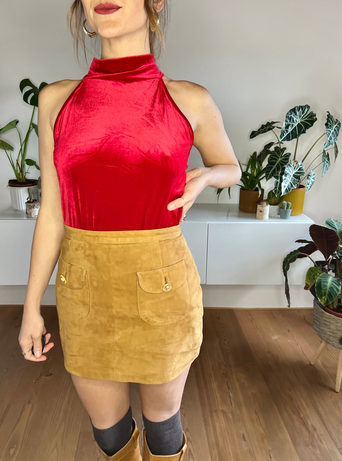 1970's vintage cherry rd velvet turtleneck top