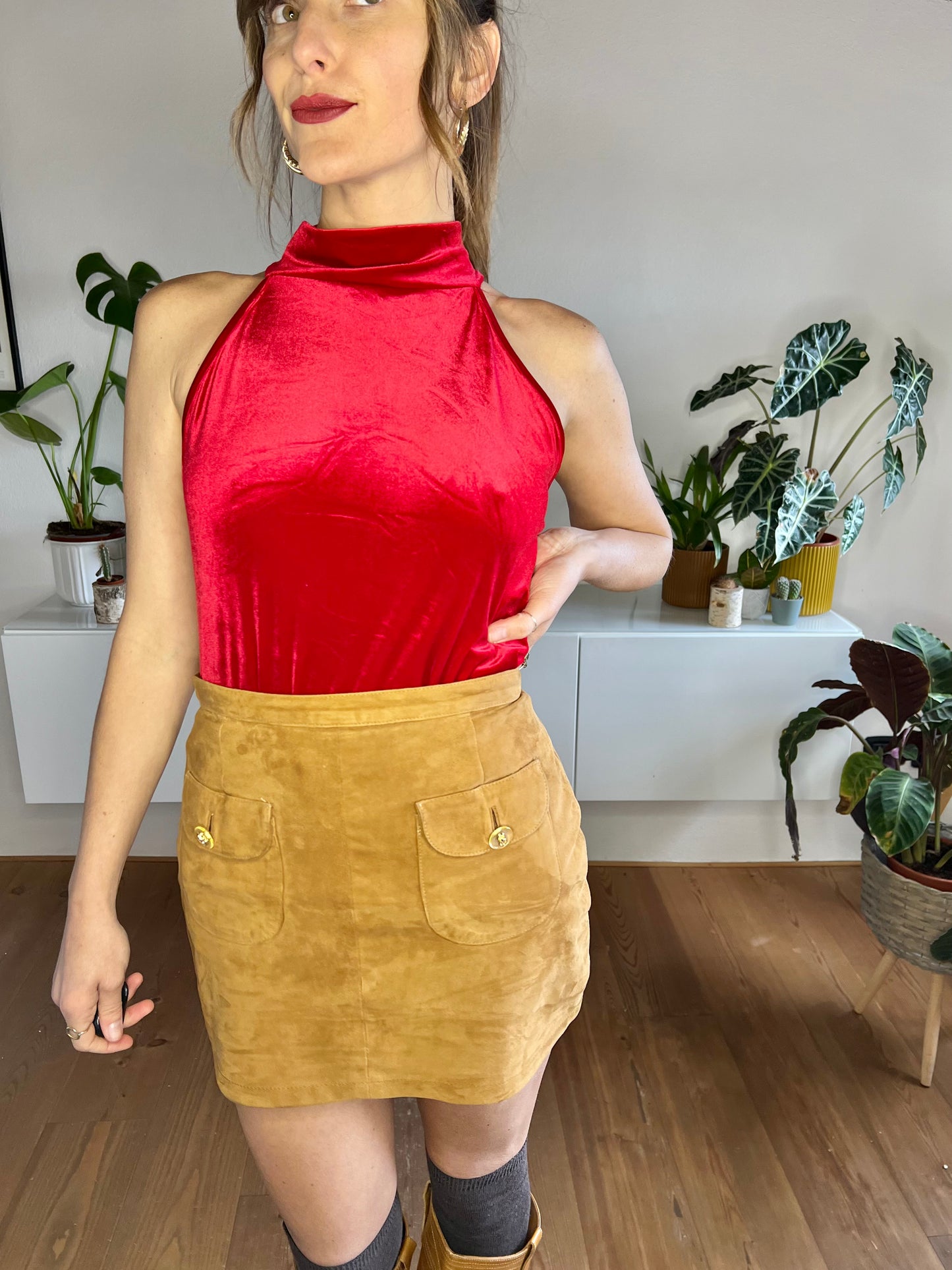 1970's vintage cherry rd velvet turtleneck top