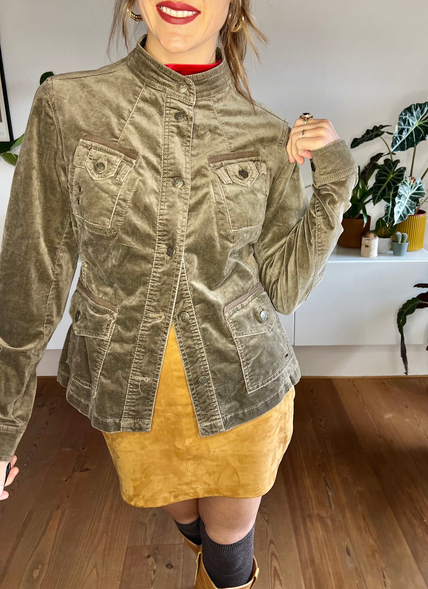 Y2k vintage crushed velvet brown jacket