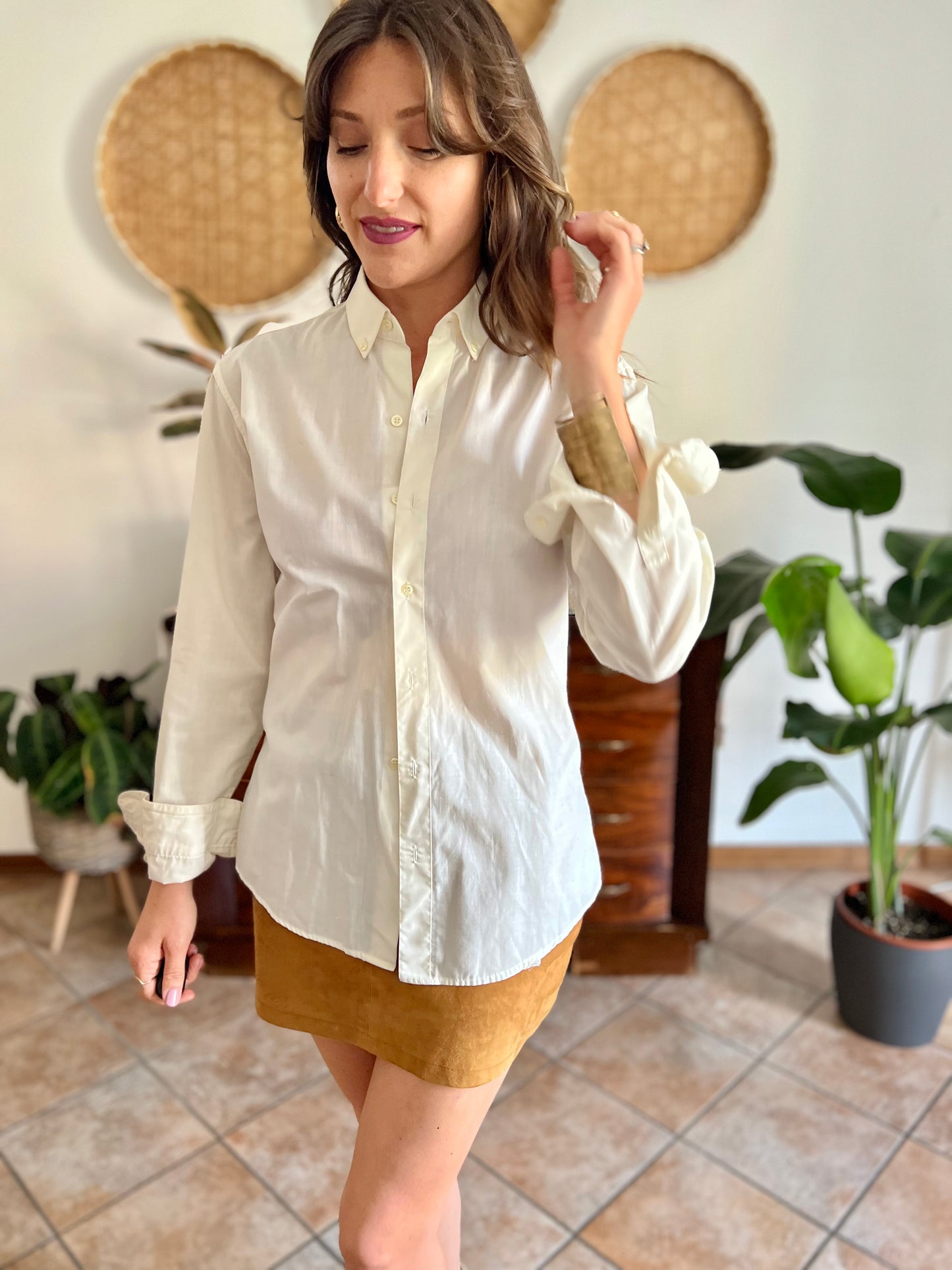 1970's vintage cream oversize button down shirt