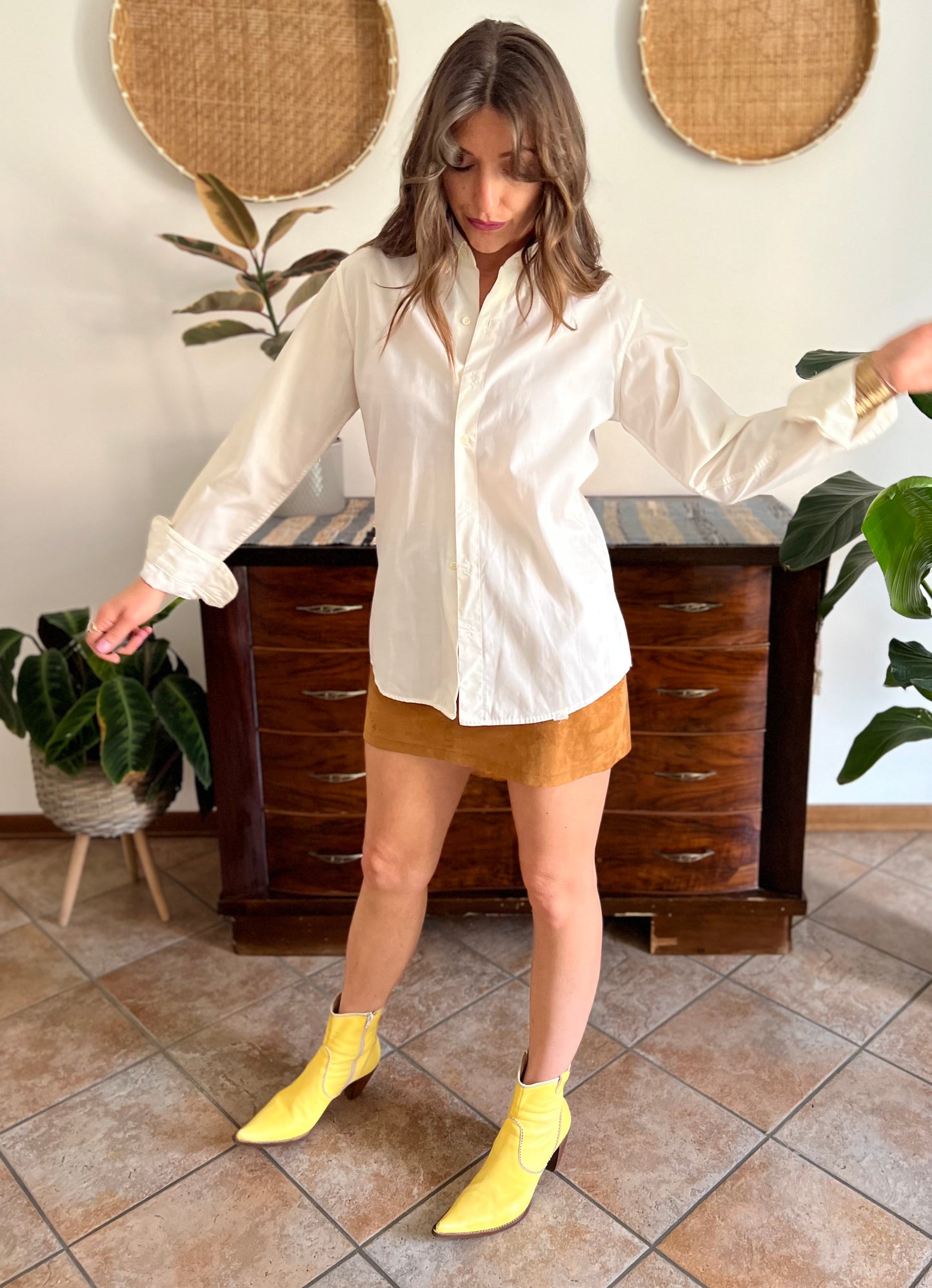 1970's vintage cream oversize button down shirt