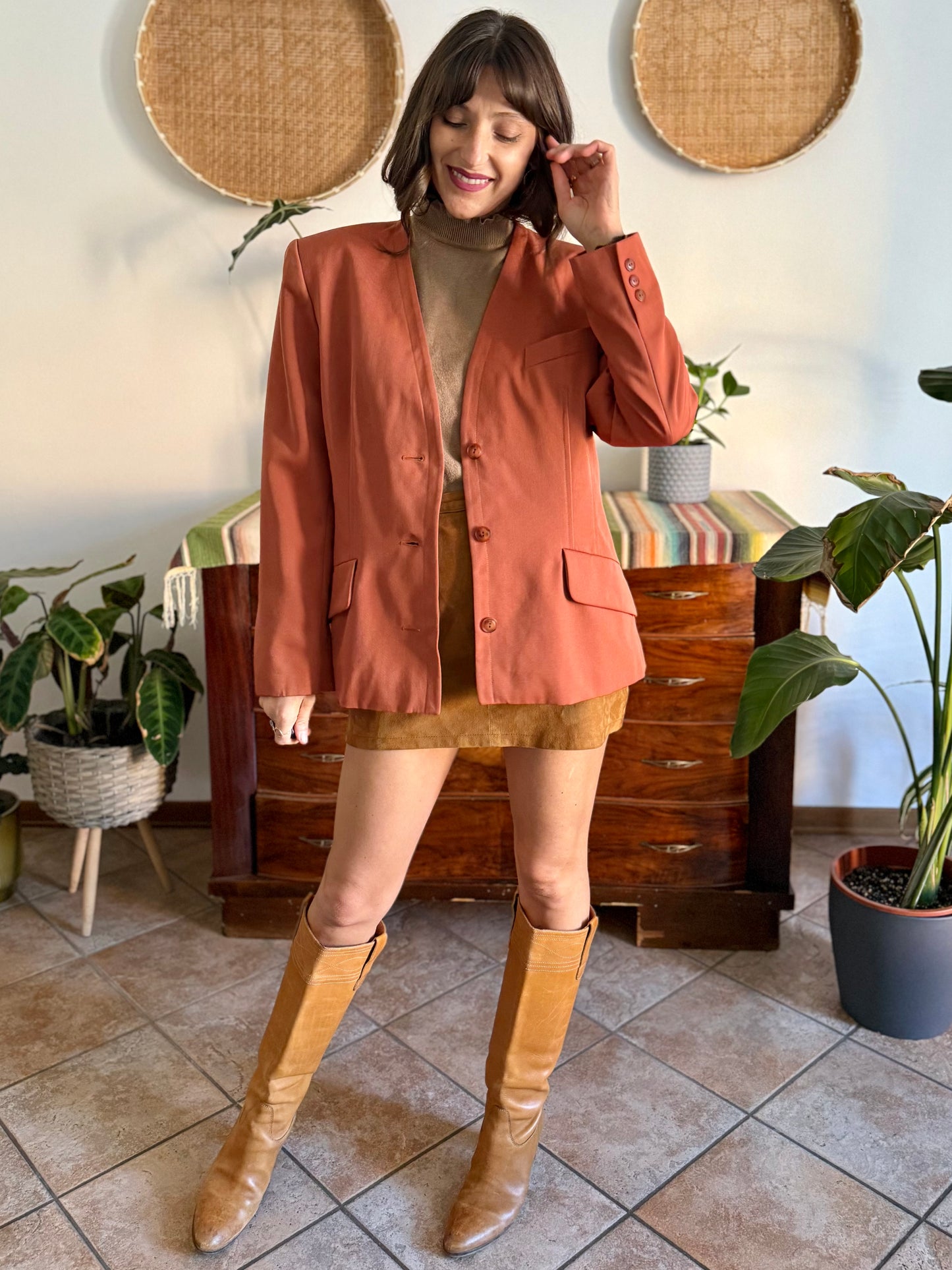 1970's vintage dark orange wool blazer
