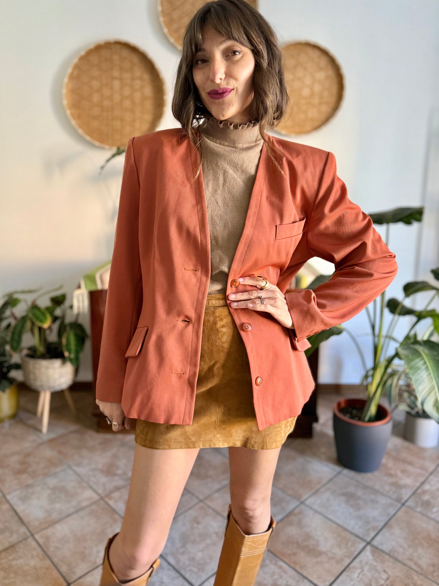 1970's vintage dark orange wool blazer