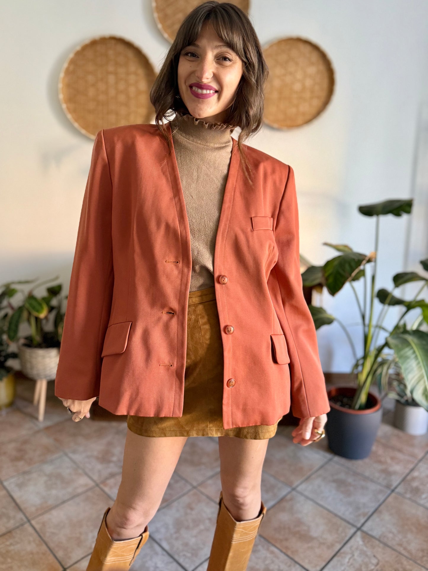 1970's vintage dark orange wool blazer