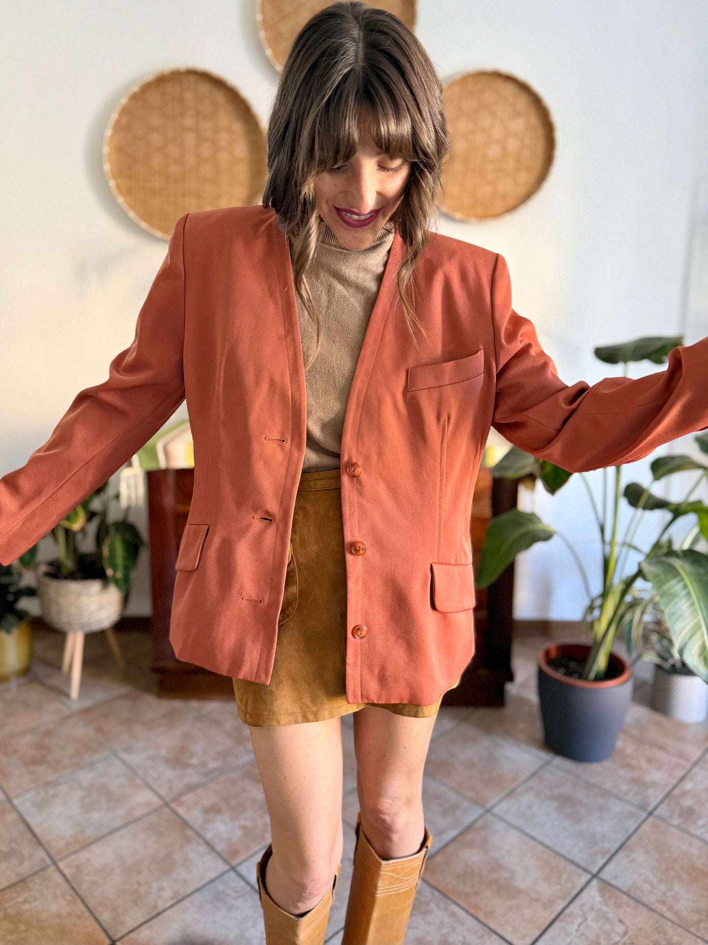 1970's vintage dark orange wool blazer