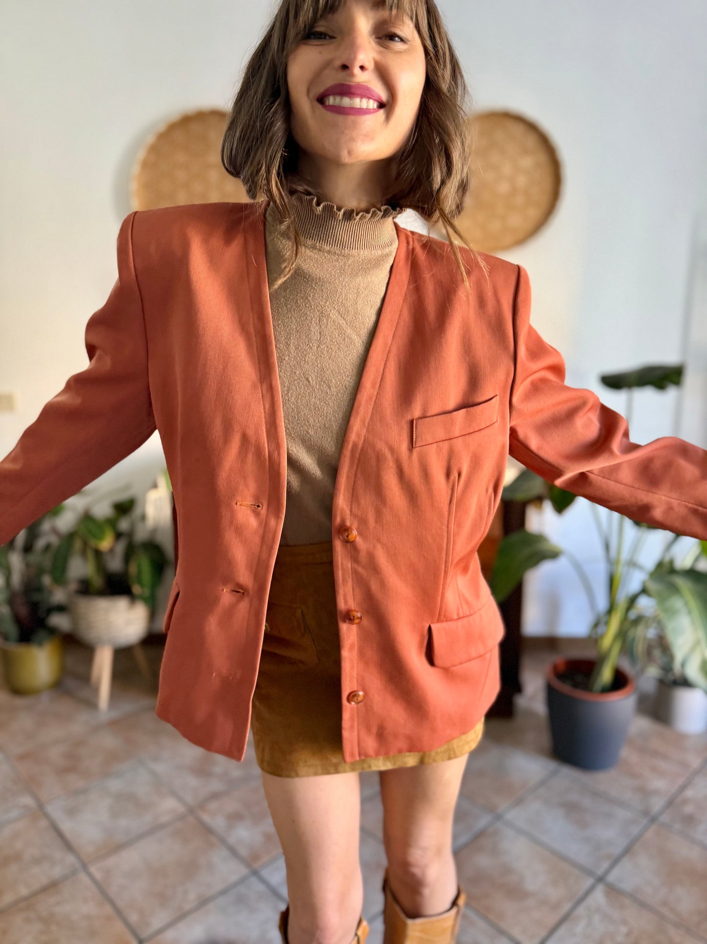 1970's vintage dark orange wool blazer