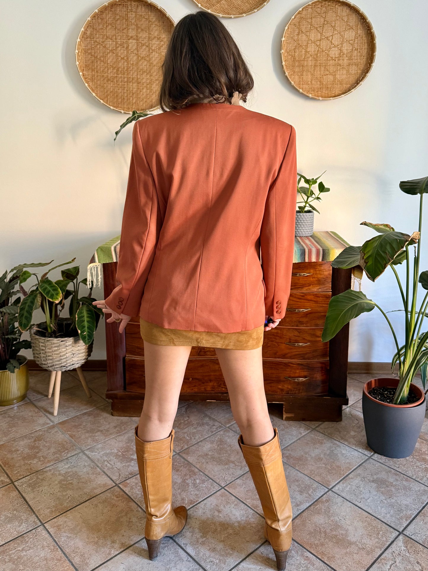 1970's vintage dark orange wool blazer