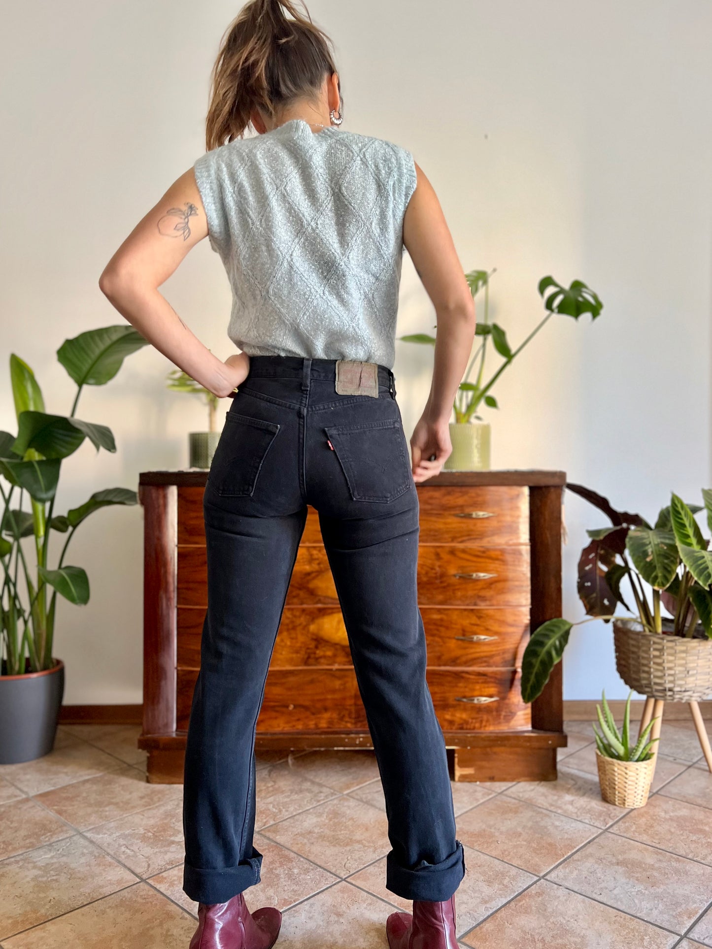 1990's vintage black denim button fly jeans