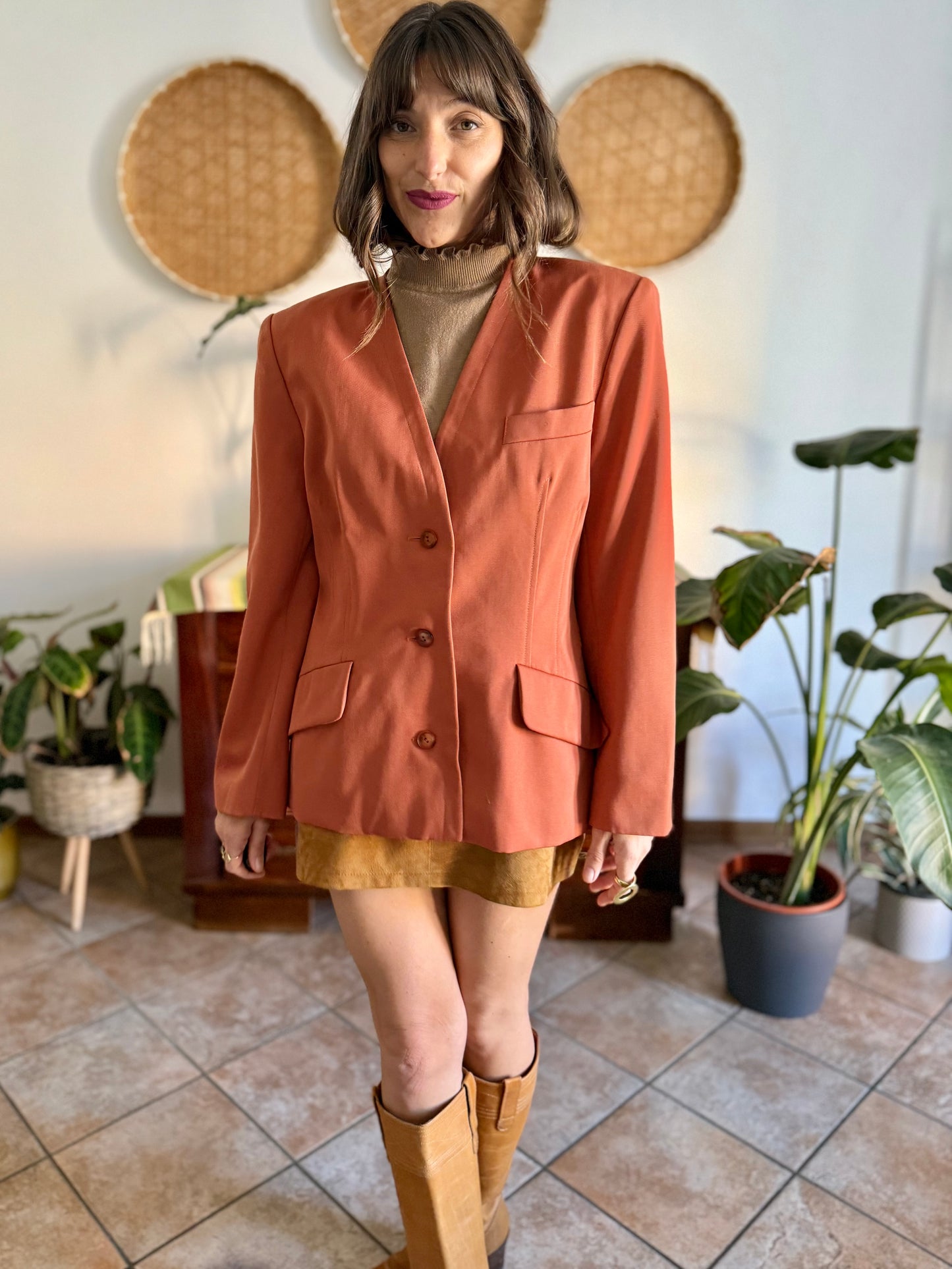 1970's vintage dark orange wool blazer