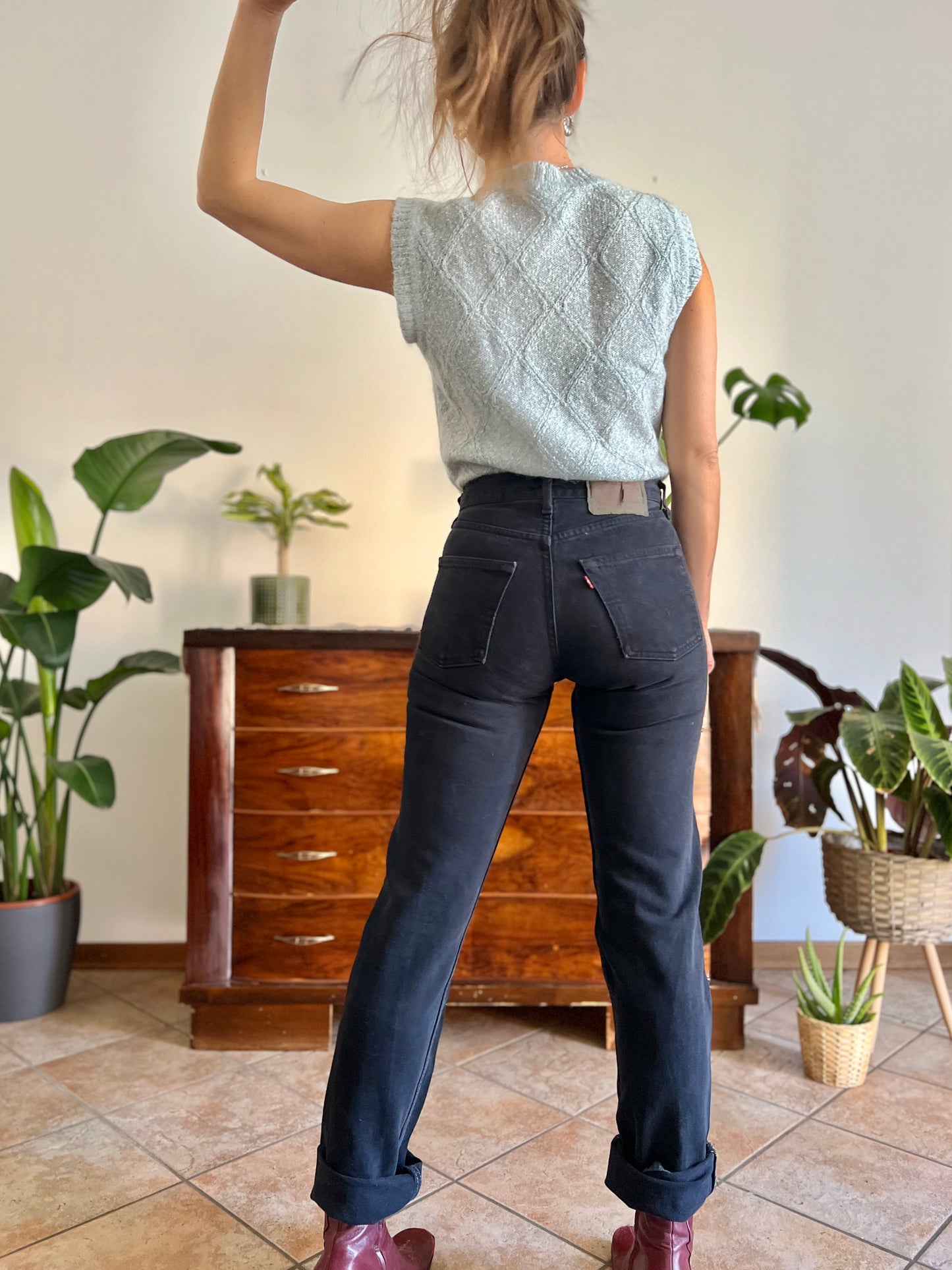 1990's vintage black denim button fly jeans