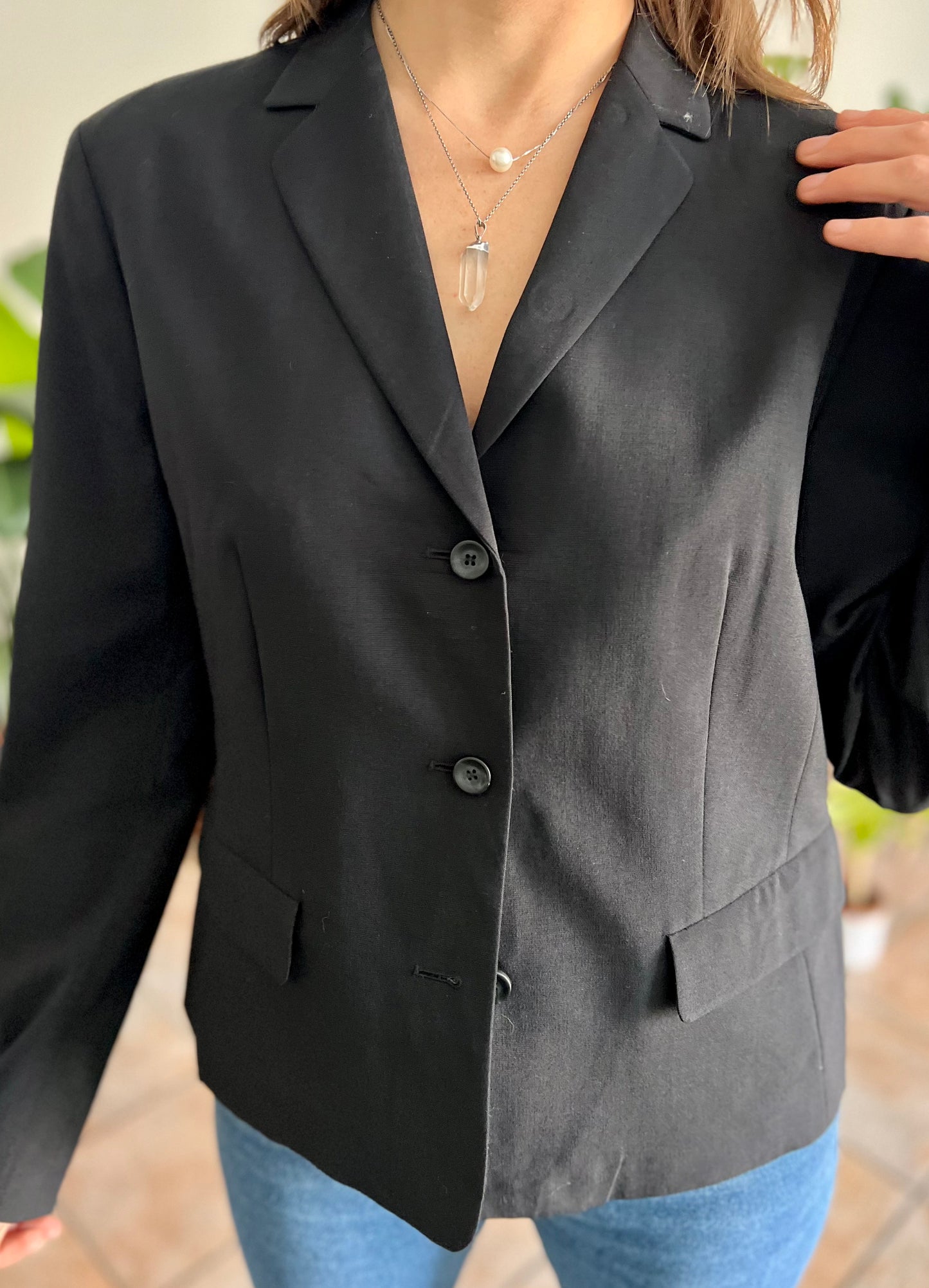 1990's vintage black wool blend tailored blazer