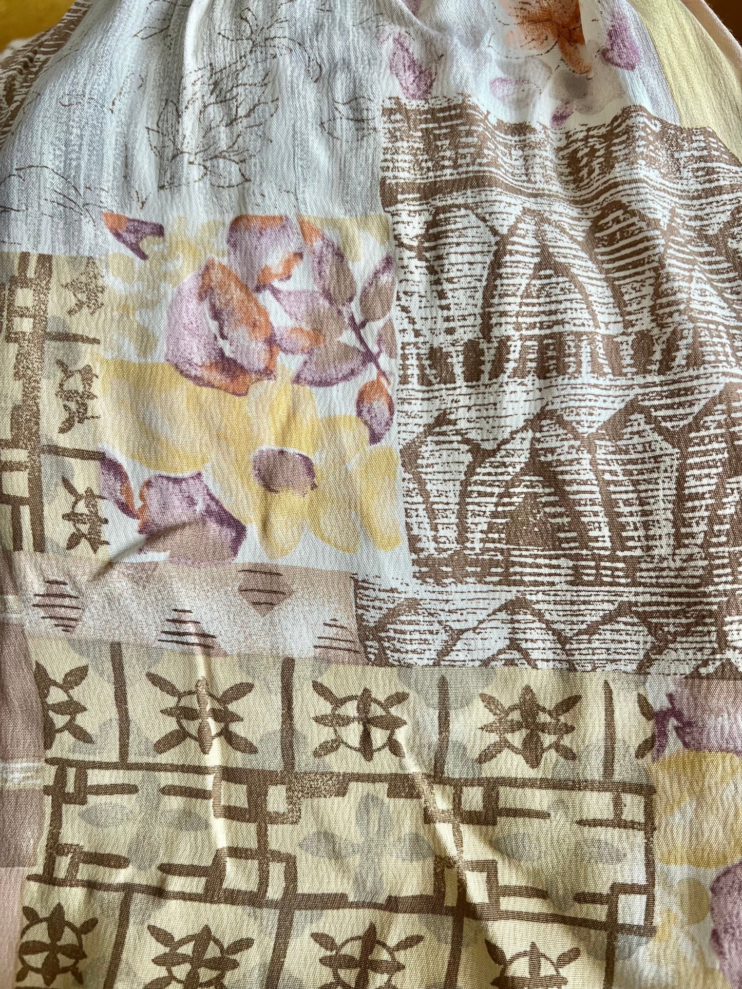 1990's vintage pink, yellow and grey floral patchwork print pants