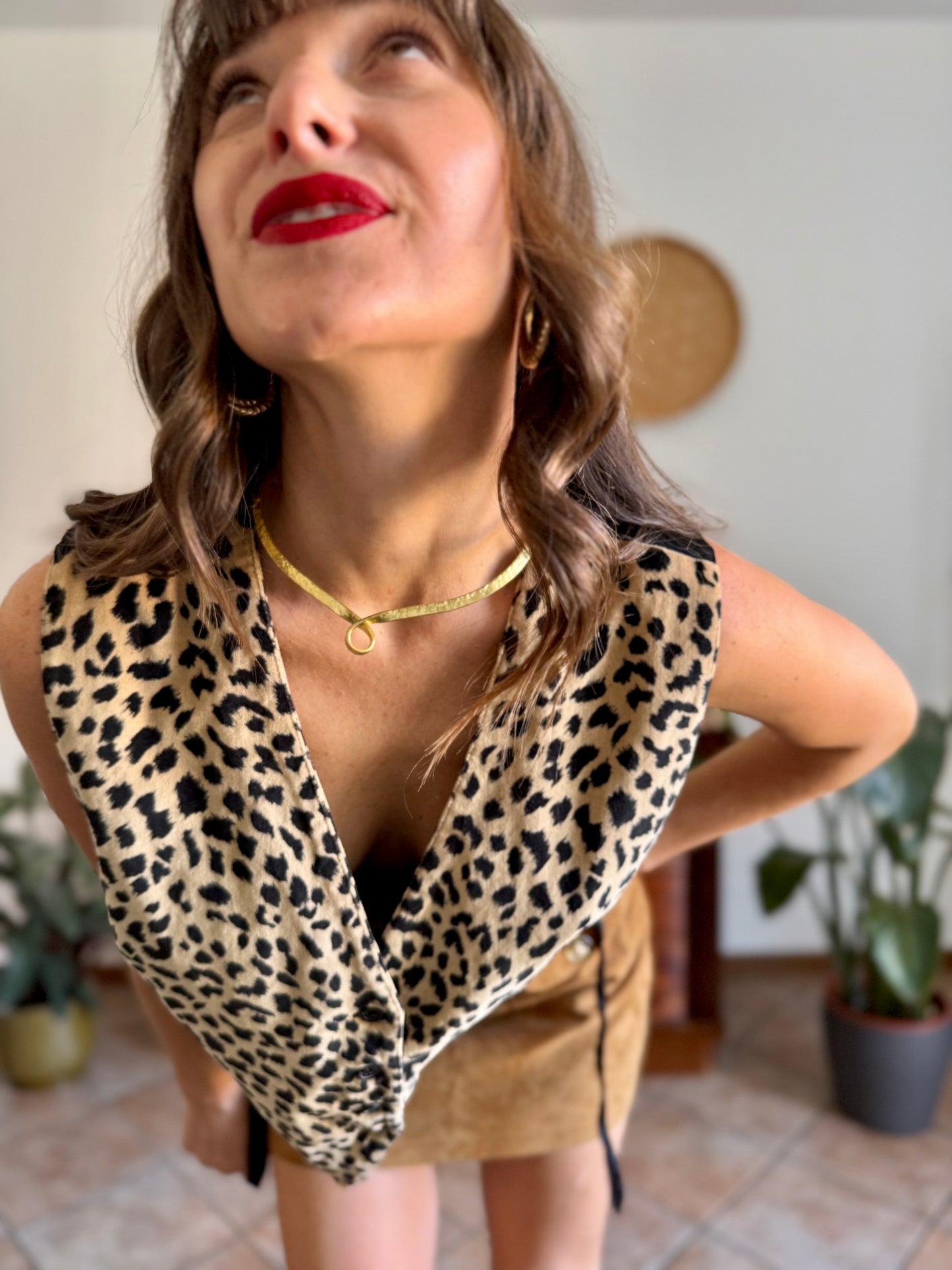 1970’s vintage velvet leopard print vest