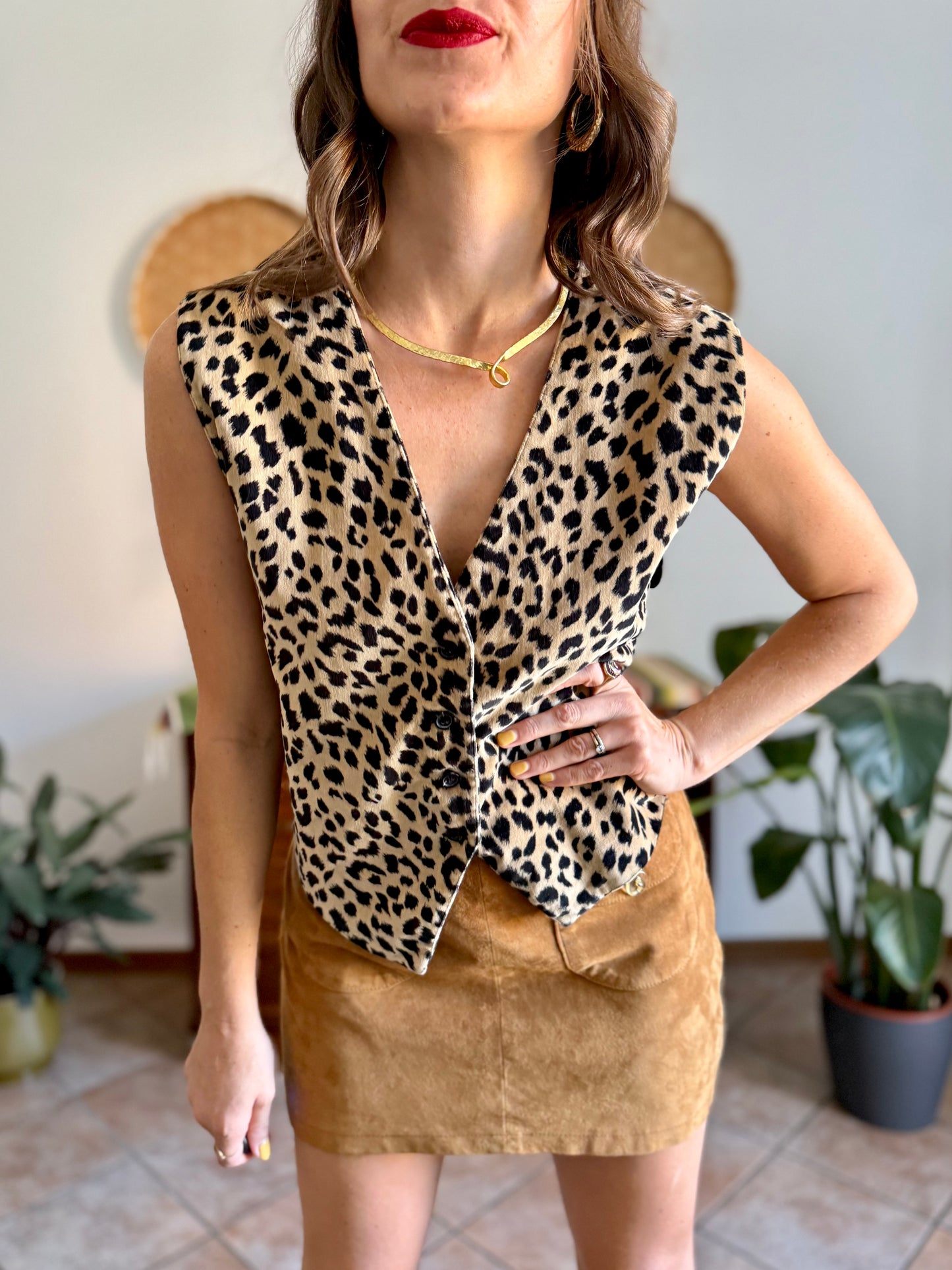 1970’s vintage velvet leopard print vest