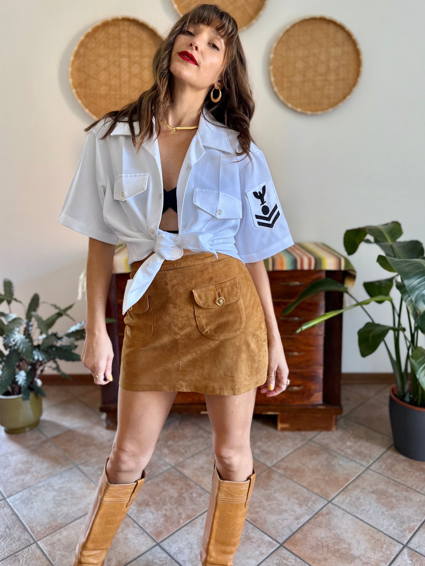 1970’s vintage white authentic US navy uniform shirt.