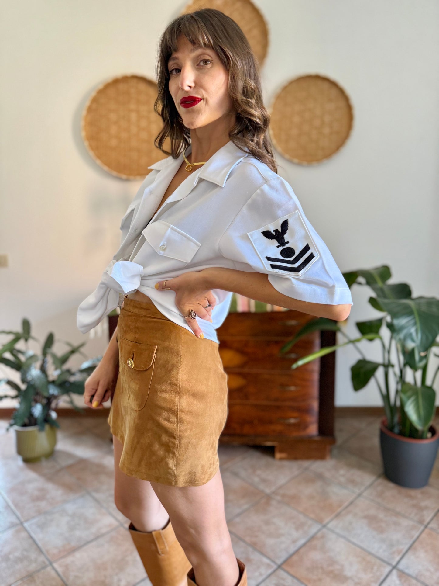 1970’s vintage white authentic US navy uniform shirt.