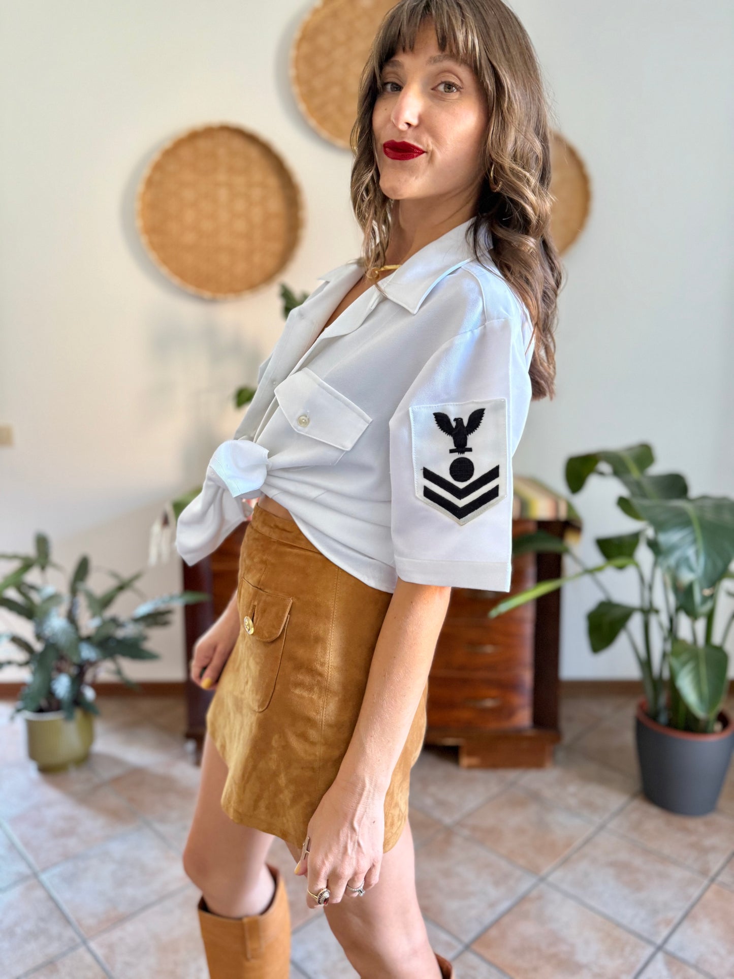 1970’s vintage white authentic US navy uniform shirt.