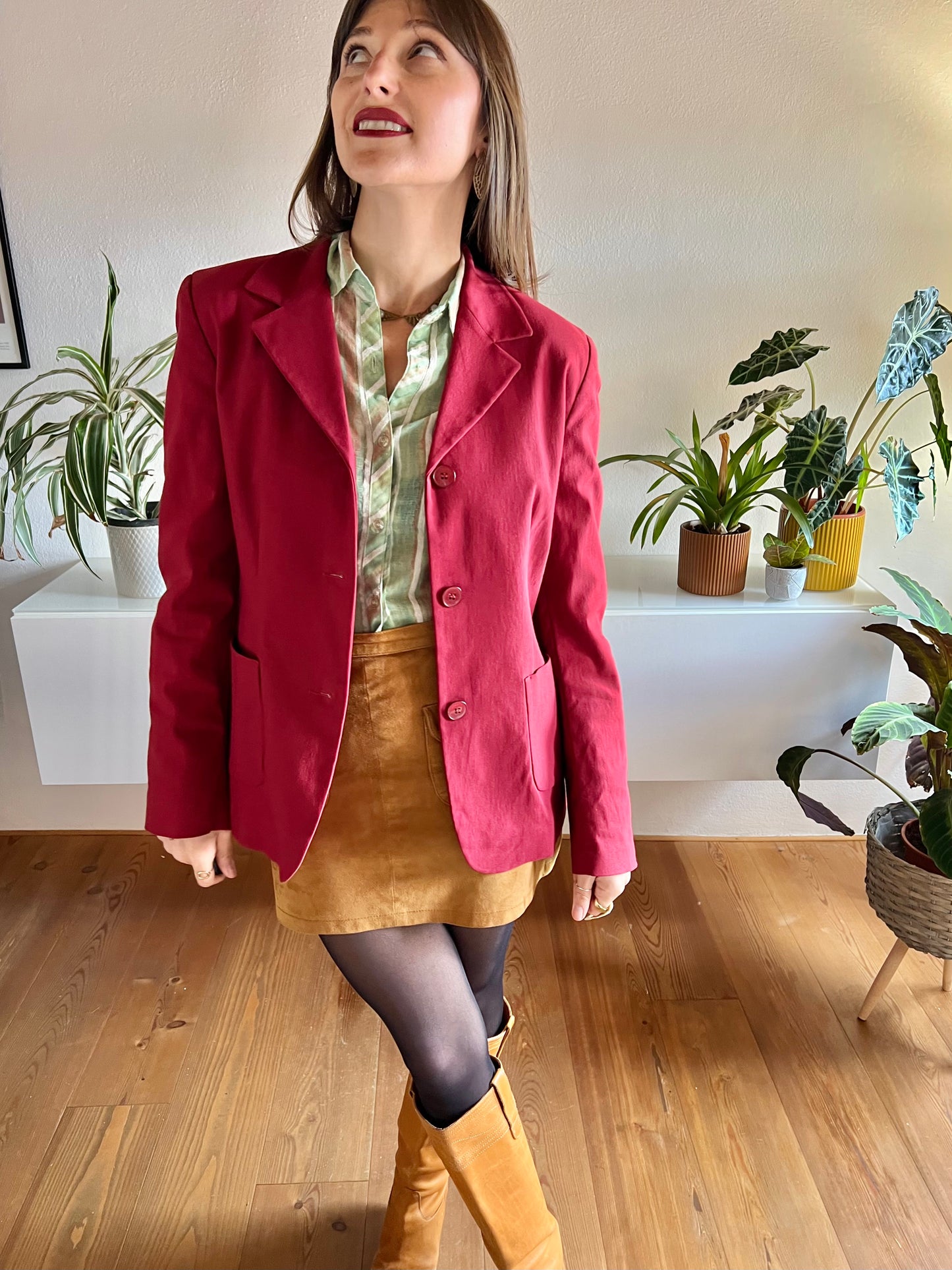 1990's vintage dark red structured blazer