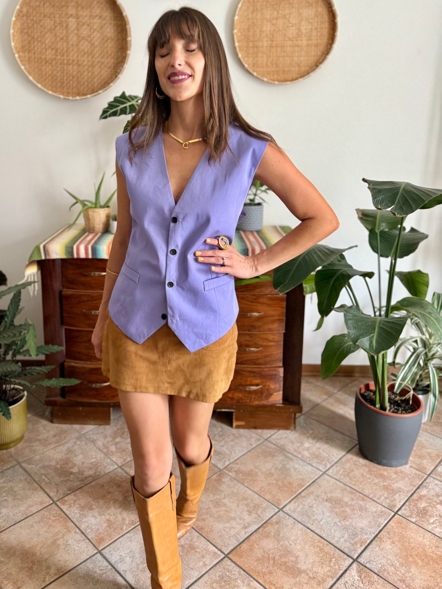 1970's vintage lilac oversize vest