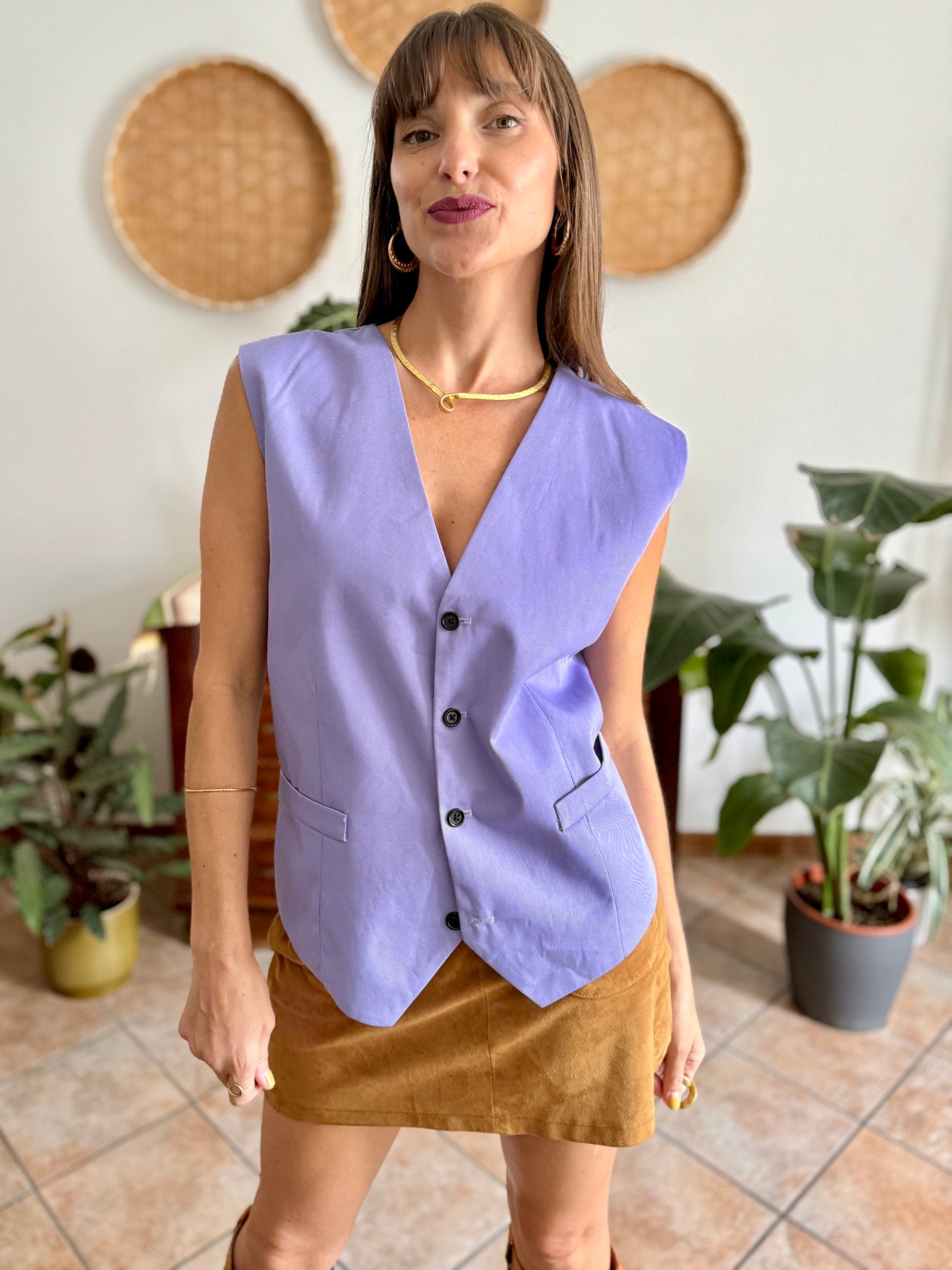 1970's vintage lilac oversize vest