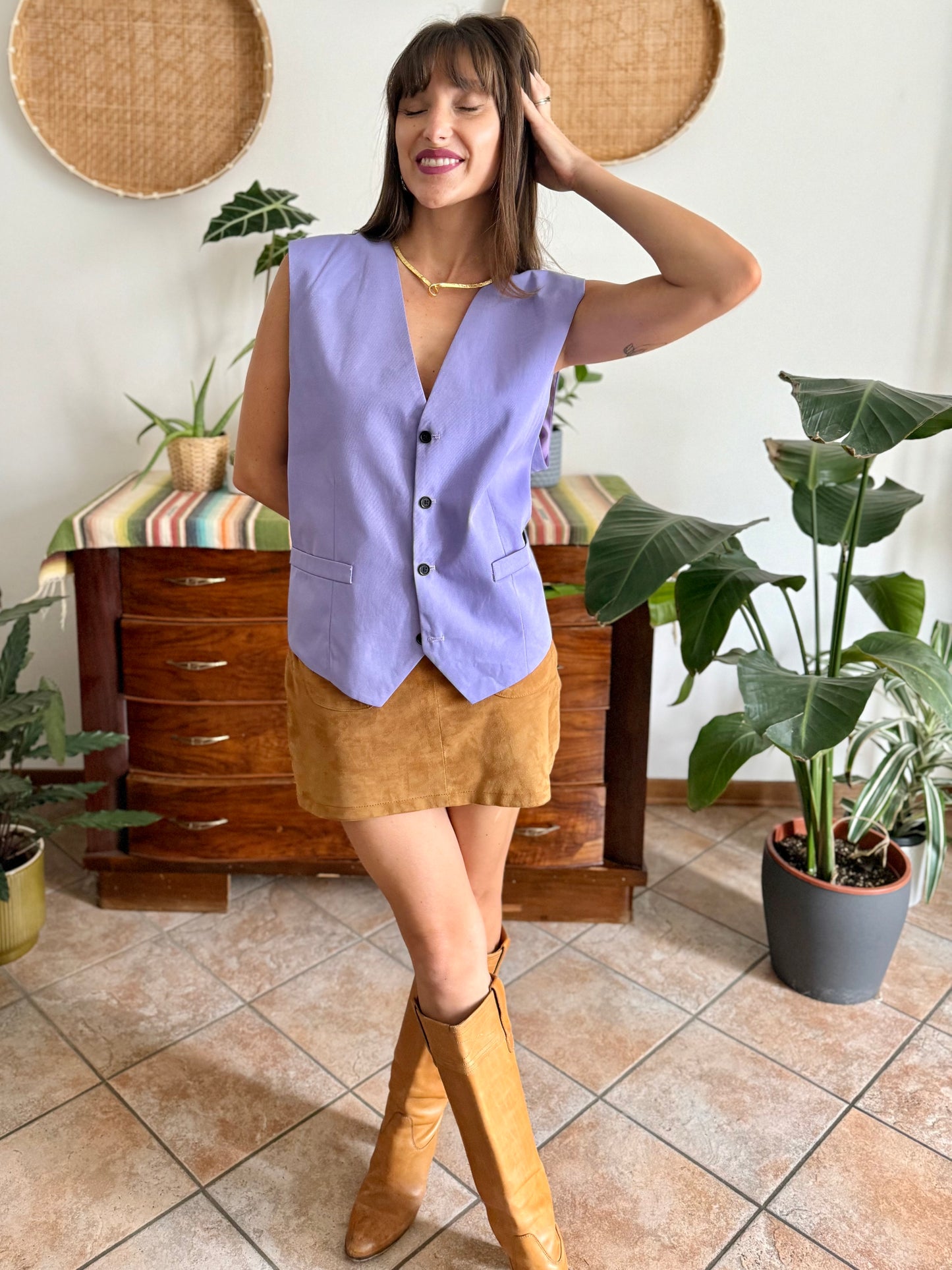 1970's vintage lilac oversize vest