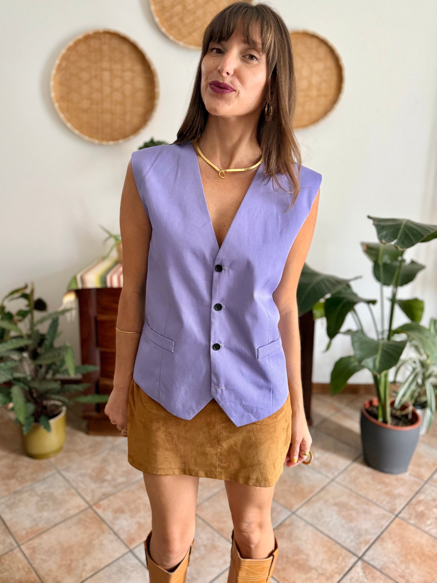 1970's vintage lilac oversize vest