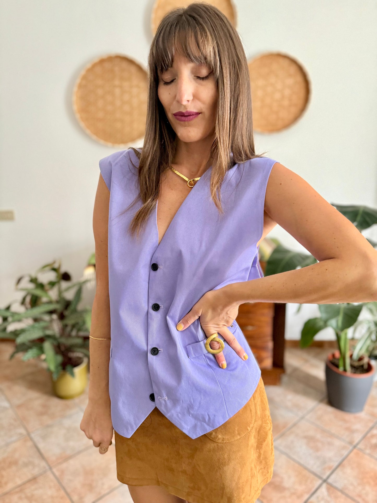 1970's vintage lilac oversize vest
