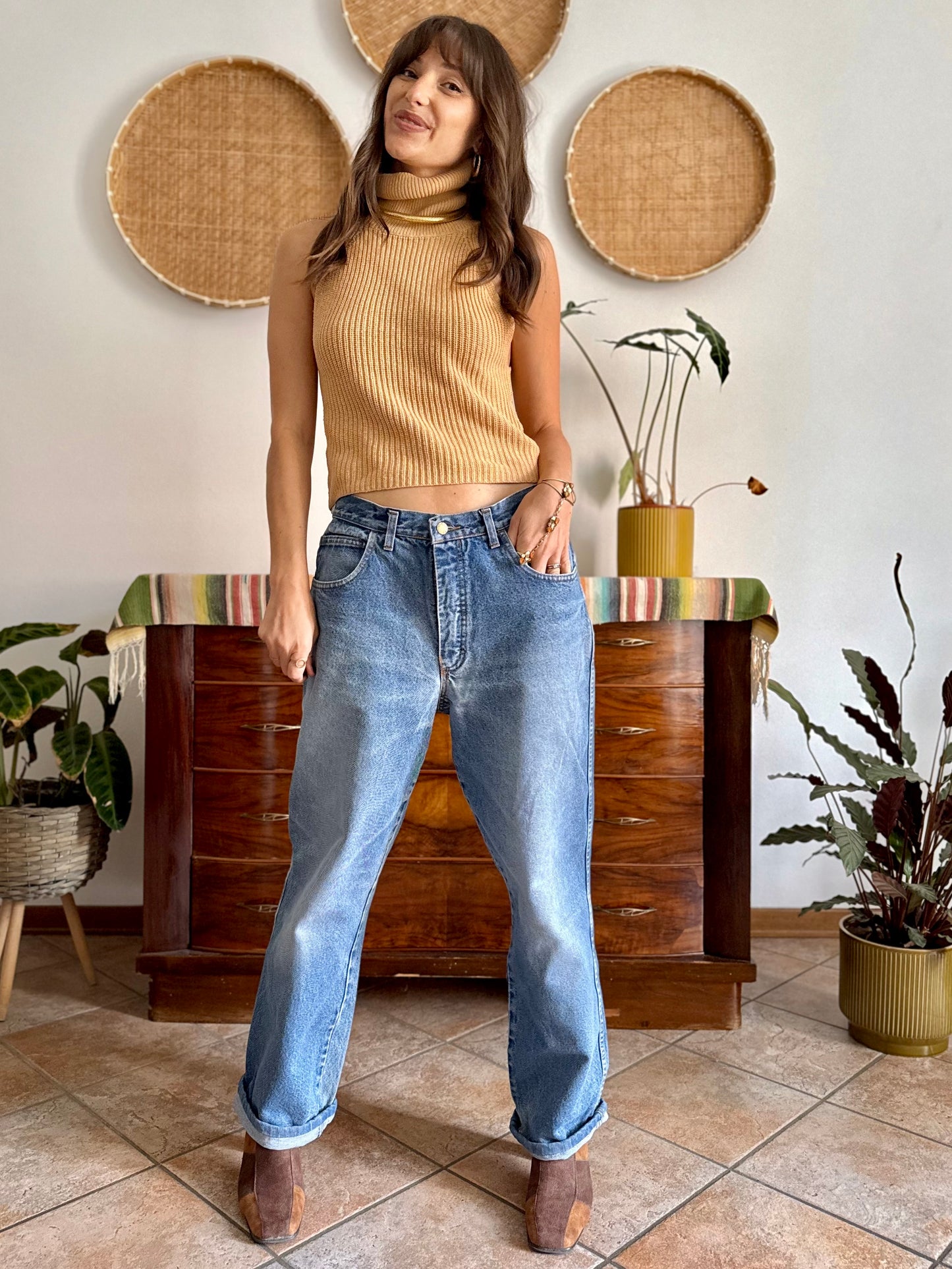 1990'vintage light blue boyfriend fit denim jeans