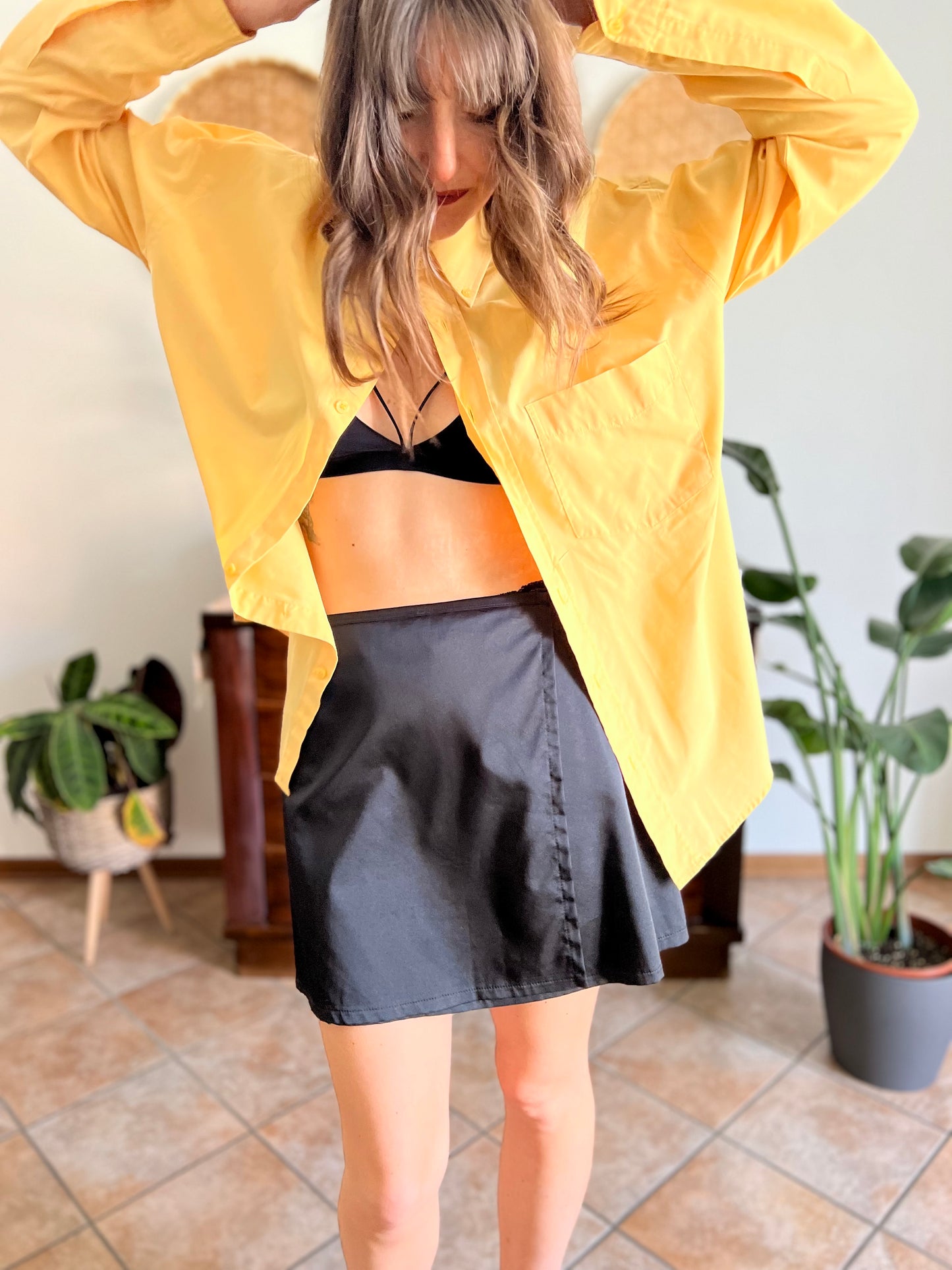 1990's vintage yellow oversize button down shirt