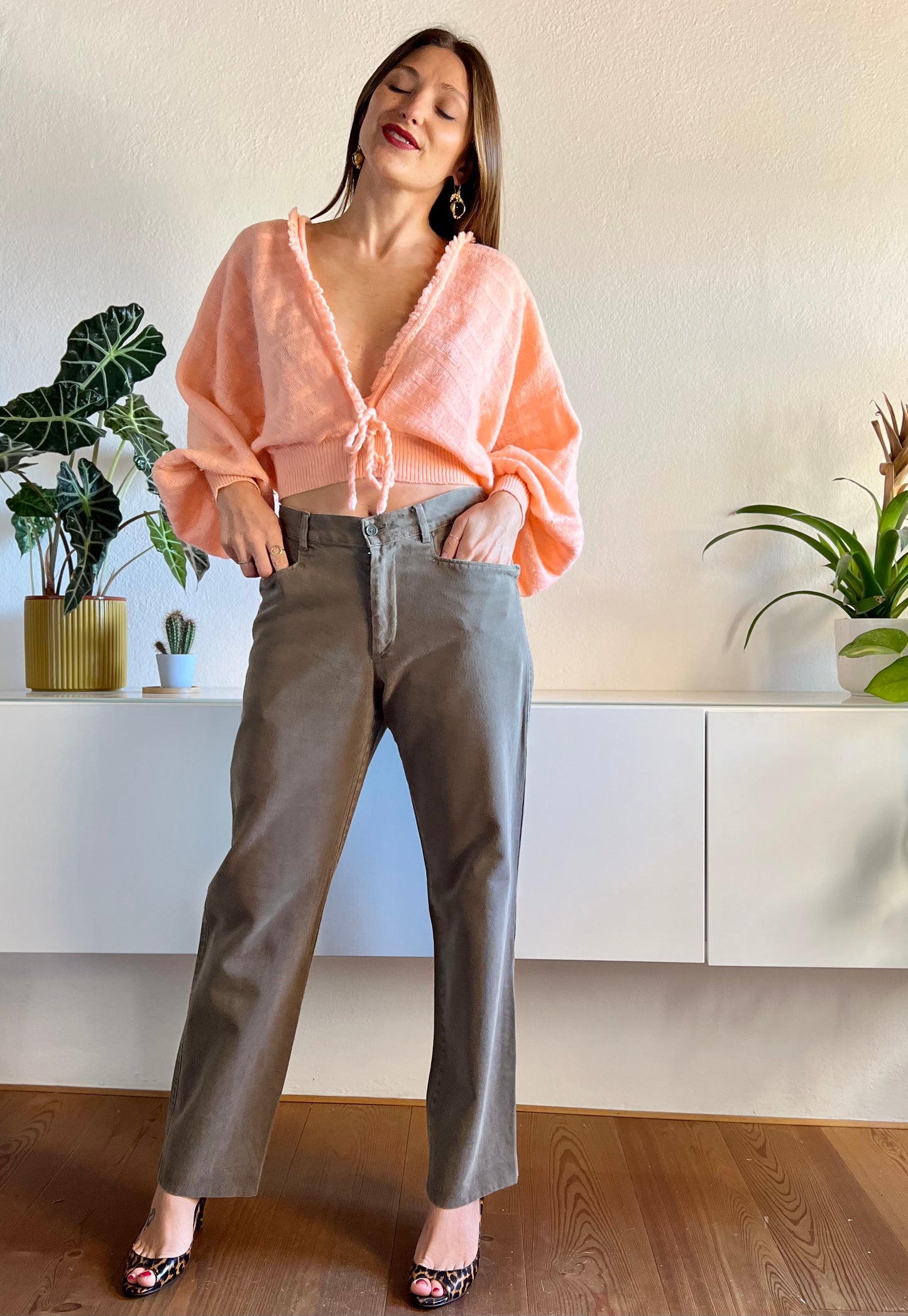 Jeans boyfriend fit color cachi scuro vintage anni '90