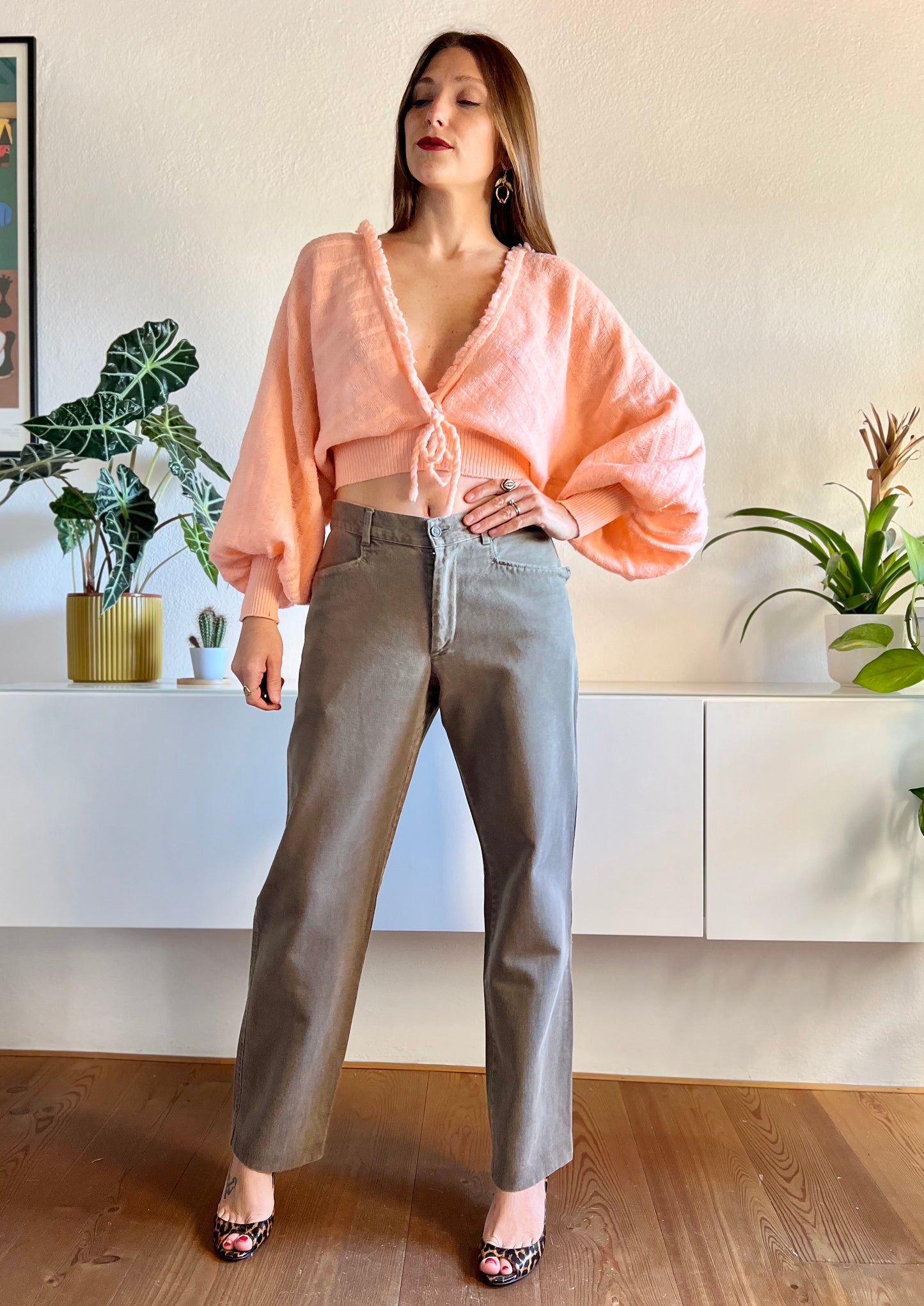 Jeans boyfriend fit color cachi scuro vintage anni '90