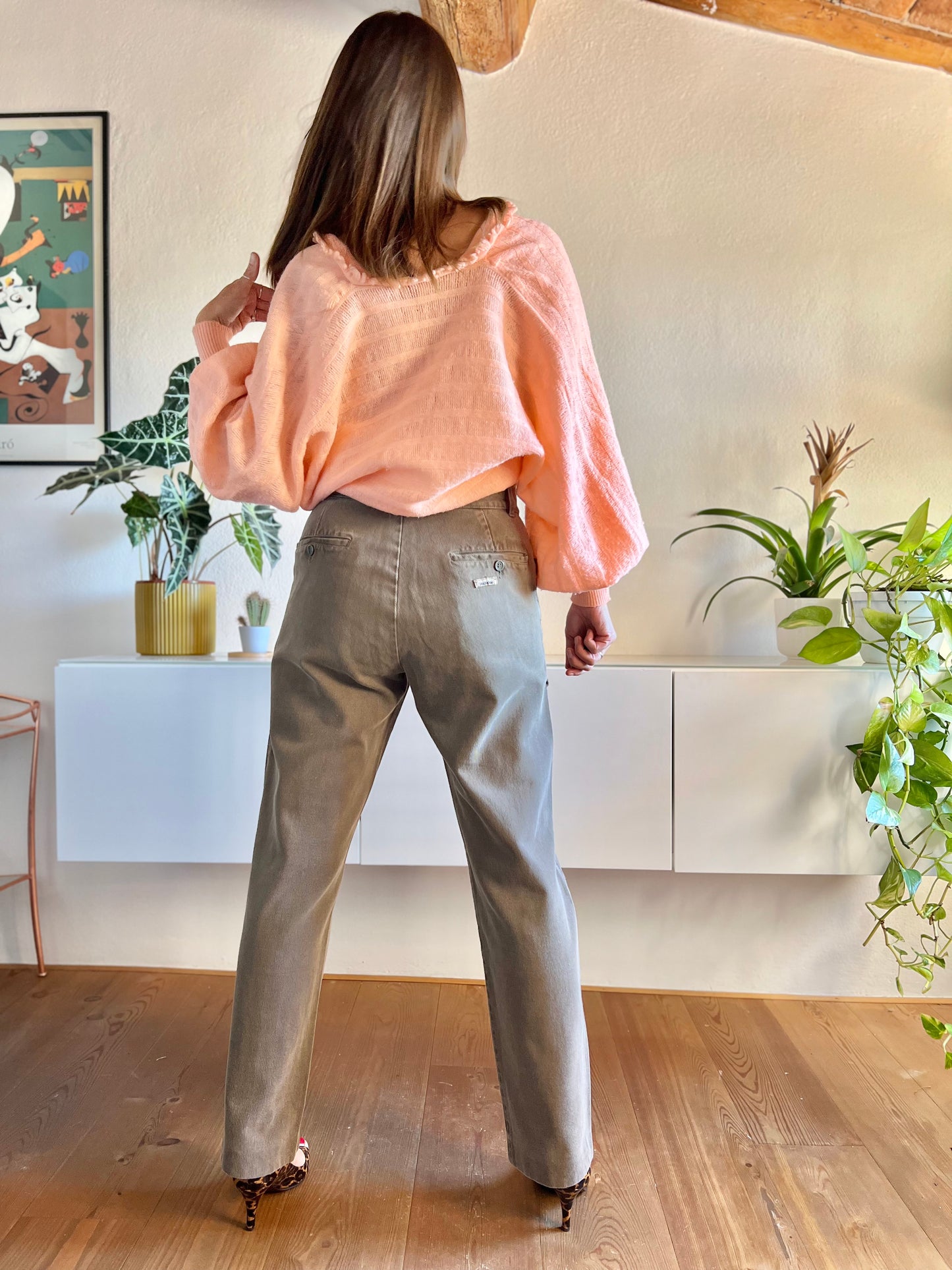 Jeans boyfriend fit color cachi scuro vintage anni '90