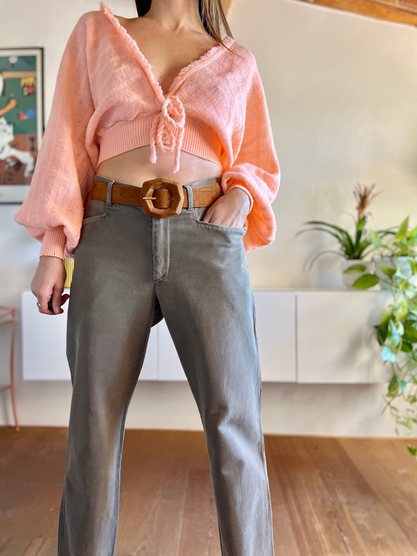 Jeans boyfriend fit color cachi scuro vintage anni '90