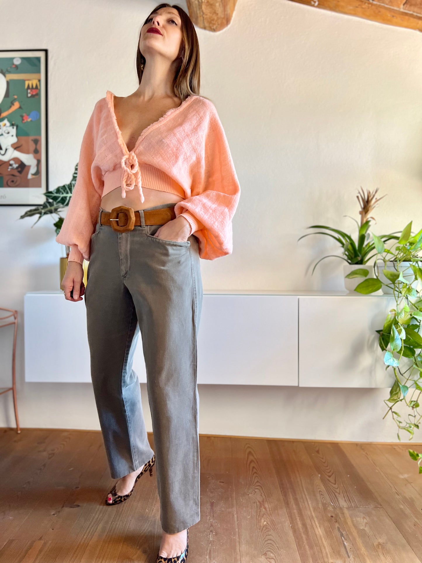 Jeans boyfriend fit color cachi scuro vintage anni '90