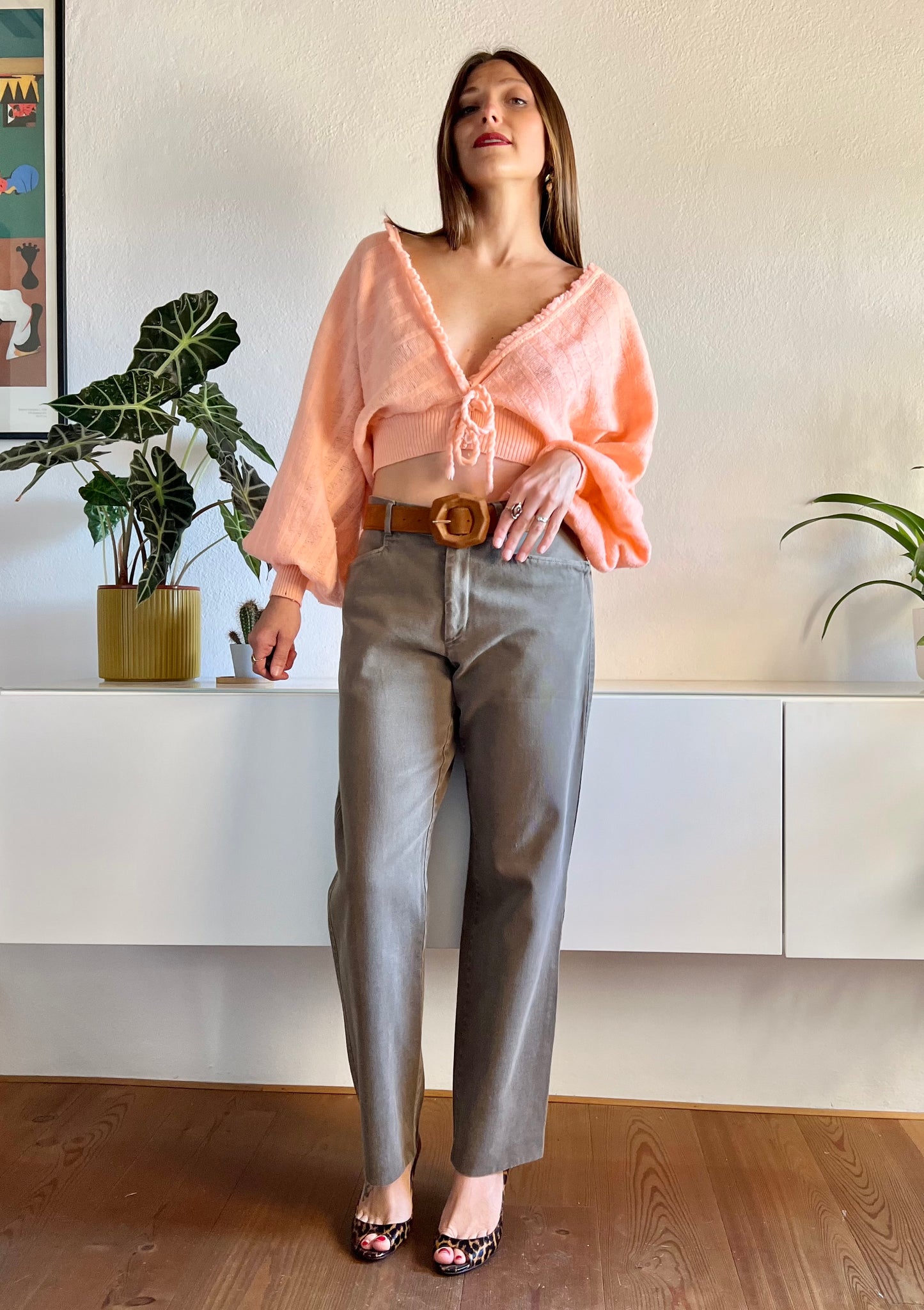 Jeans boyfriend fit color cachi scuro vintage anni '90