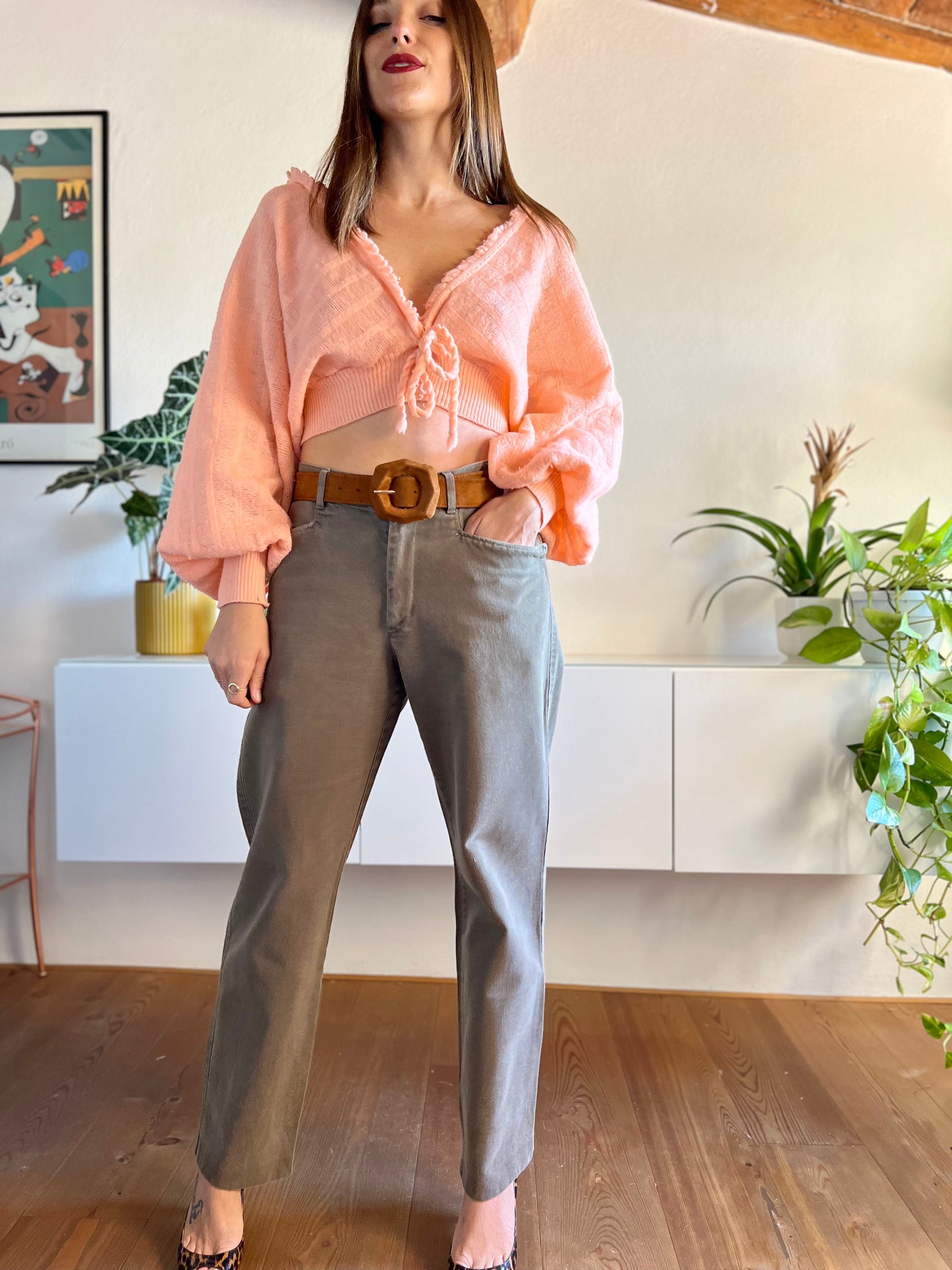 Jeans boyfriend fit color cachi scuro vintage anni '90