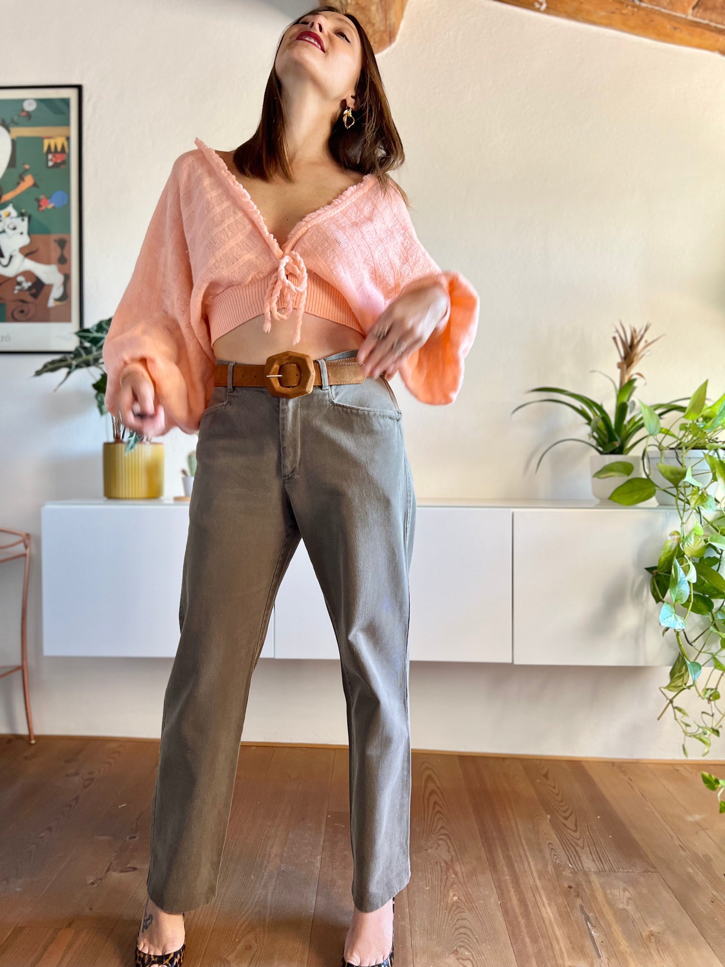 Jeans boyfriend fit color cachi scuro vintage anni '90