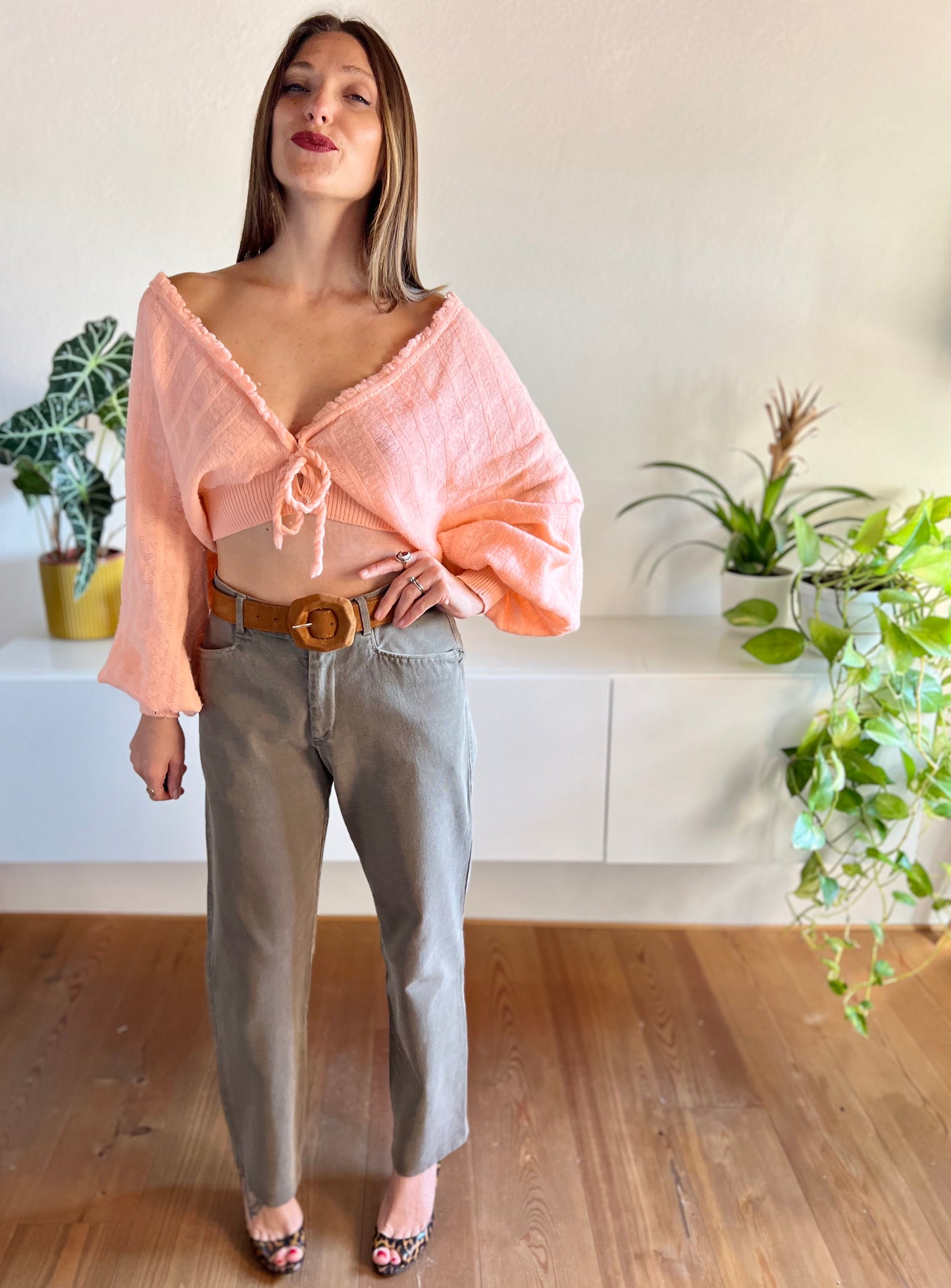 Jeans boyfriend fit color cachi scuro vintage anni '90