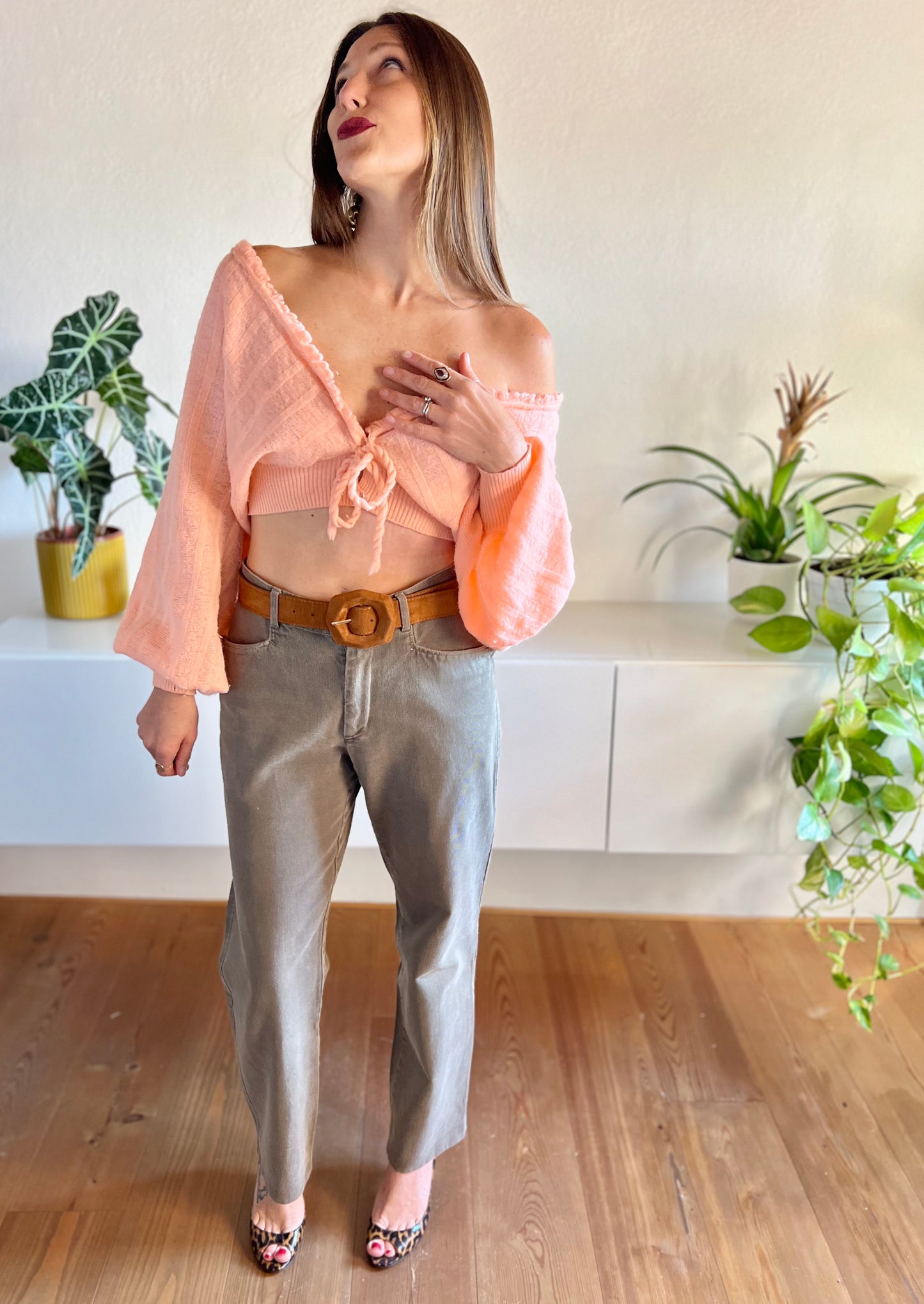Jeans boyfriend fit color cachi scuro vintage anni '90