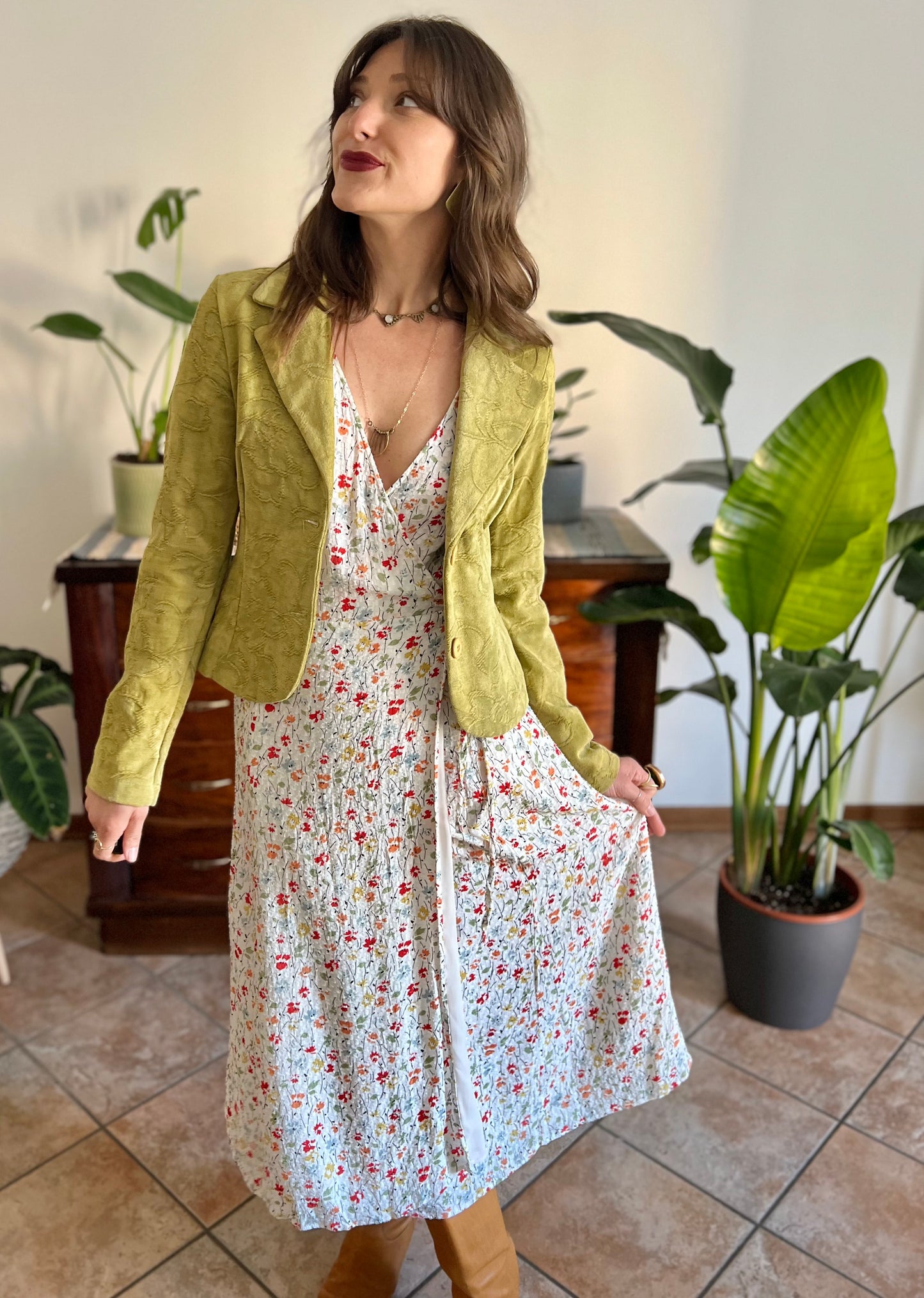1970's vintage citreon chenille tapestry floral blazer