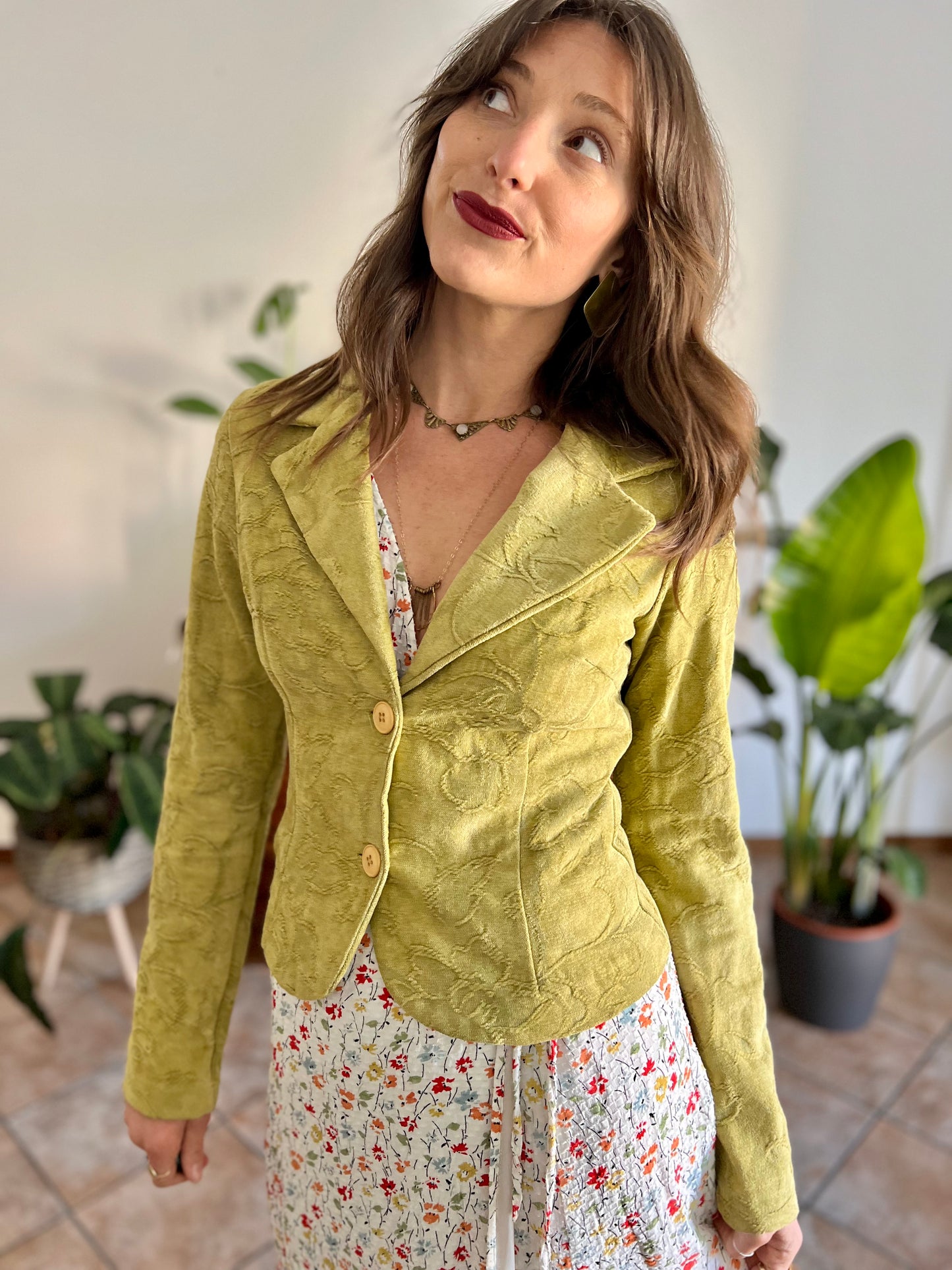 1970's vintage citreon chenille tapestry floral blazer