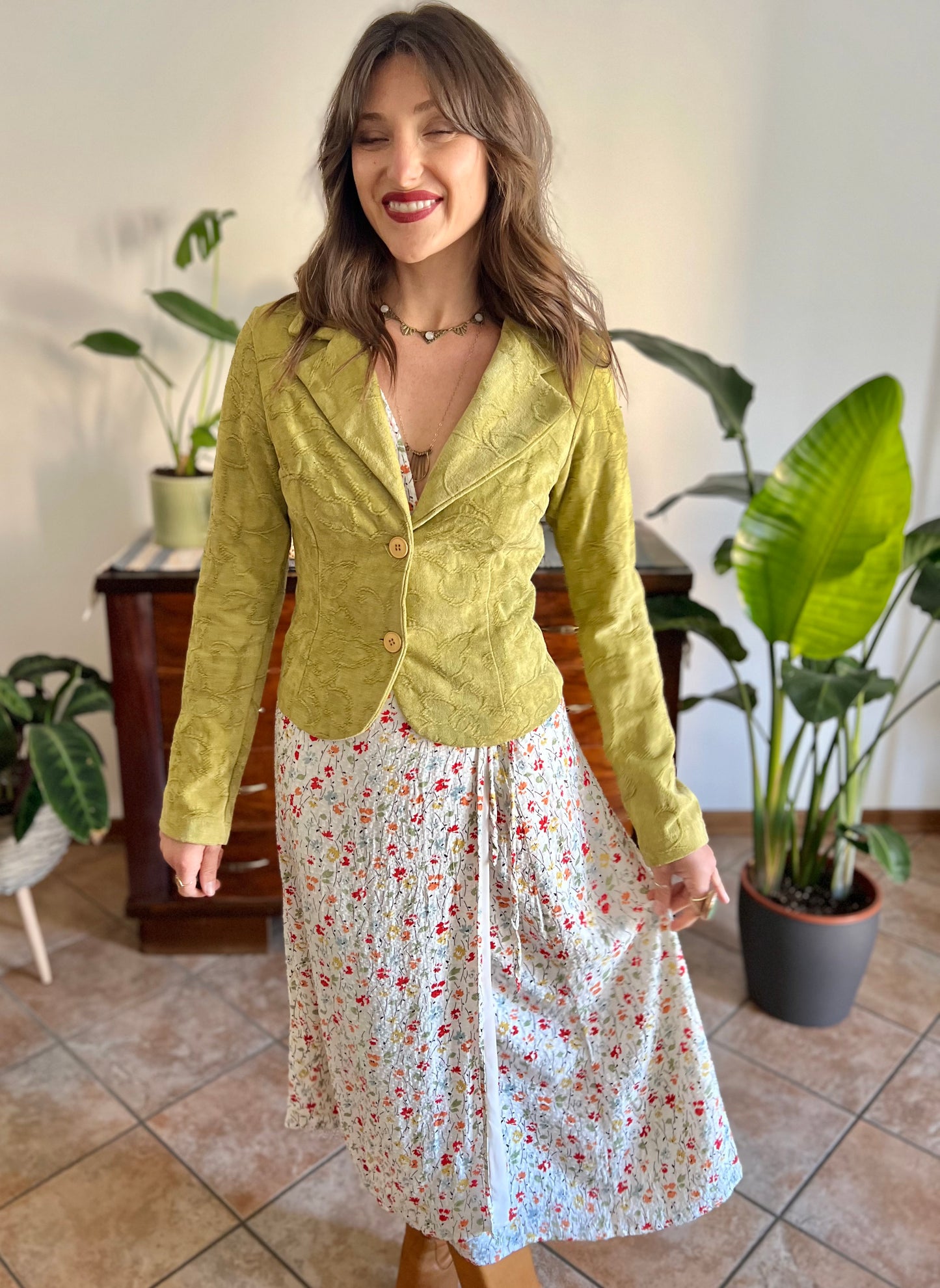 1970's vintage citreon chenille tapestry floral blazer